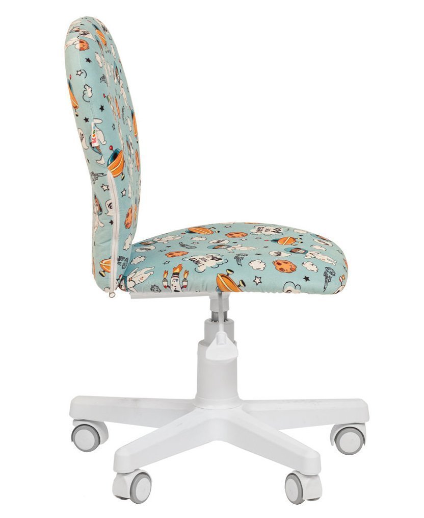 Детское компьютерное кресло CHAIRMAN ТИН 105, ткань велюр, принт космос, пластик белый
