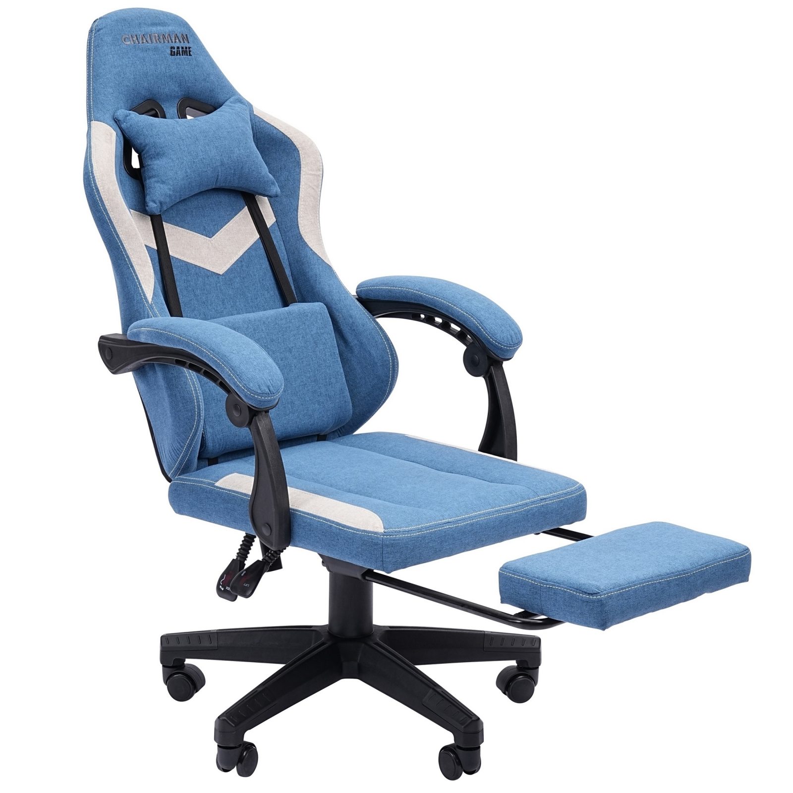 Игровое компьютерное кресло CHAIRMAN 26 ткань, голубой/бежевый