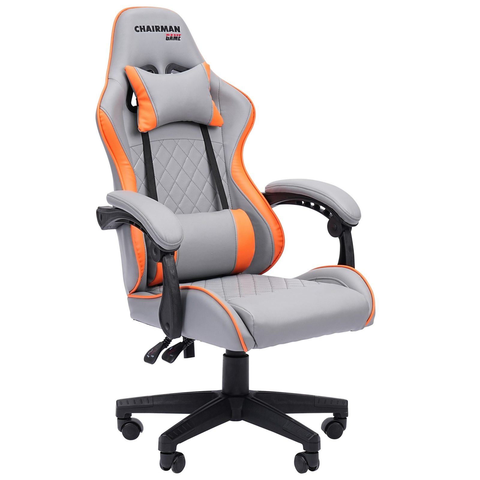 Игровое кресло CHAIRMAN 28, экокожа, серый/оранжевый