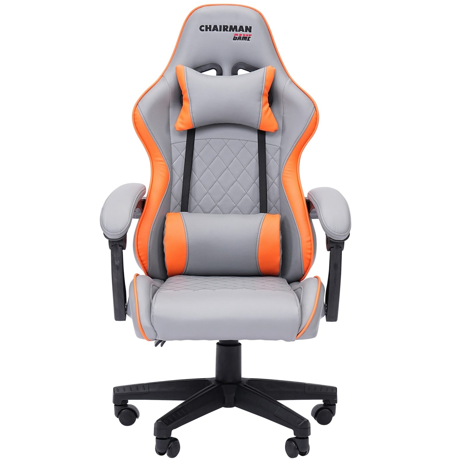 Игровое кресло CHAIRMAN 28, экокожа, серый/оранжевый