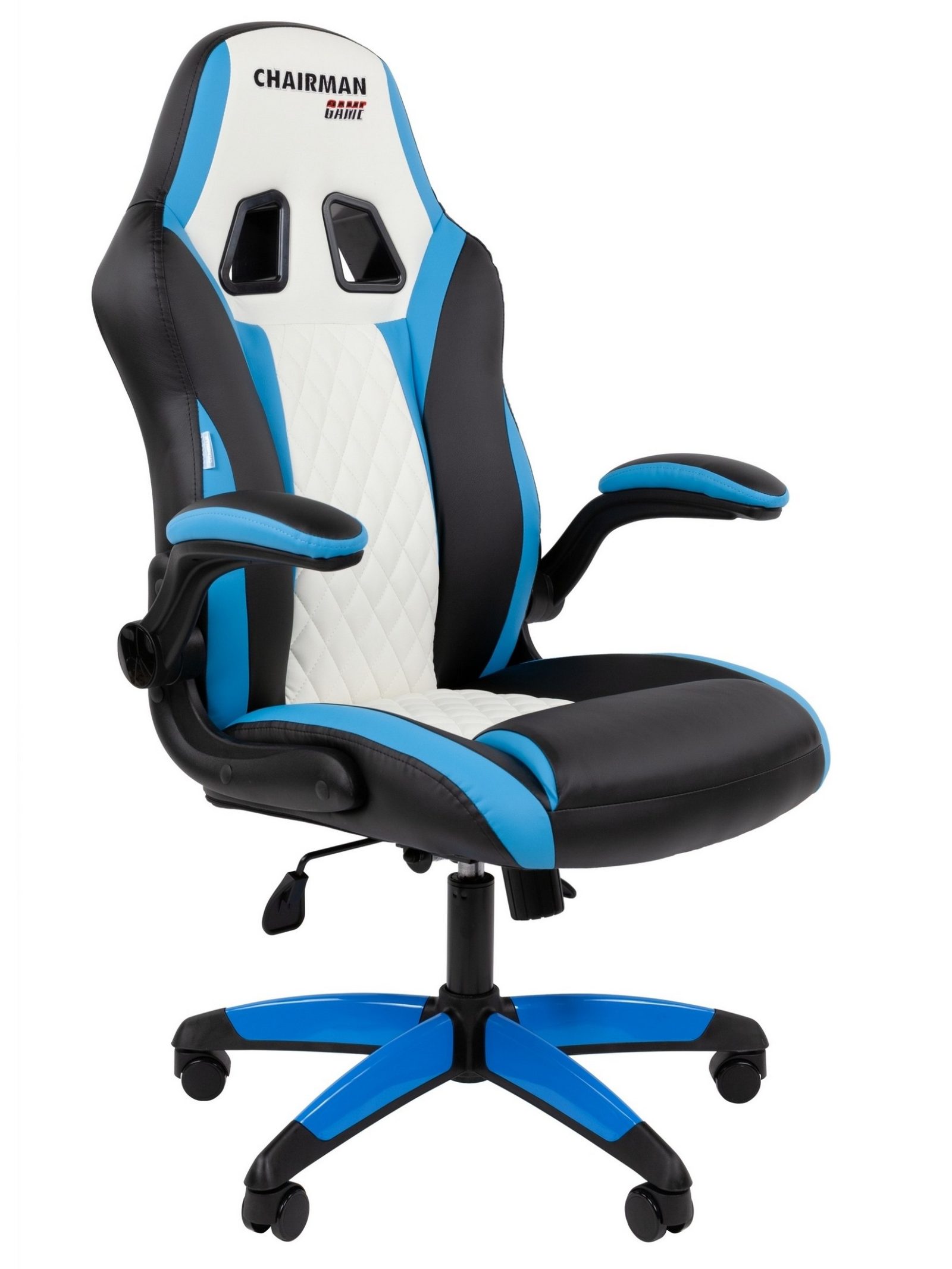Игровое кресло CHAIRMAN ДРАЙВ 15, экокожа, черный/голубой/белый