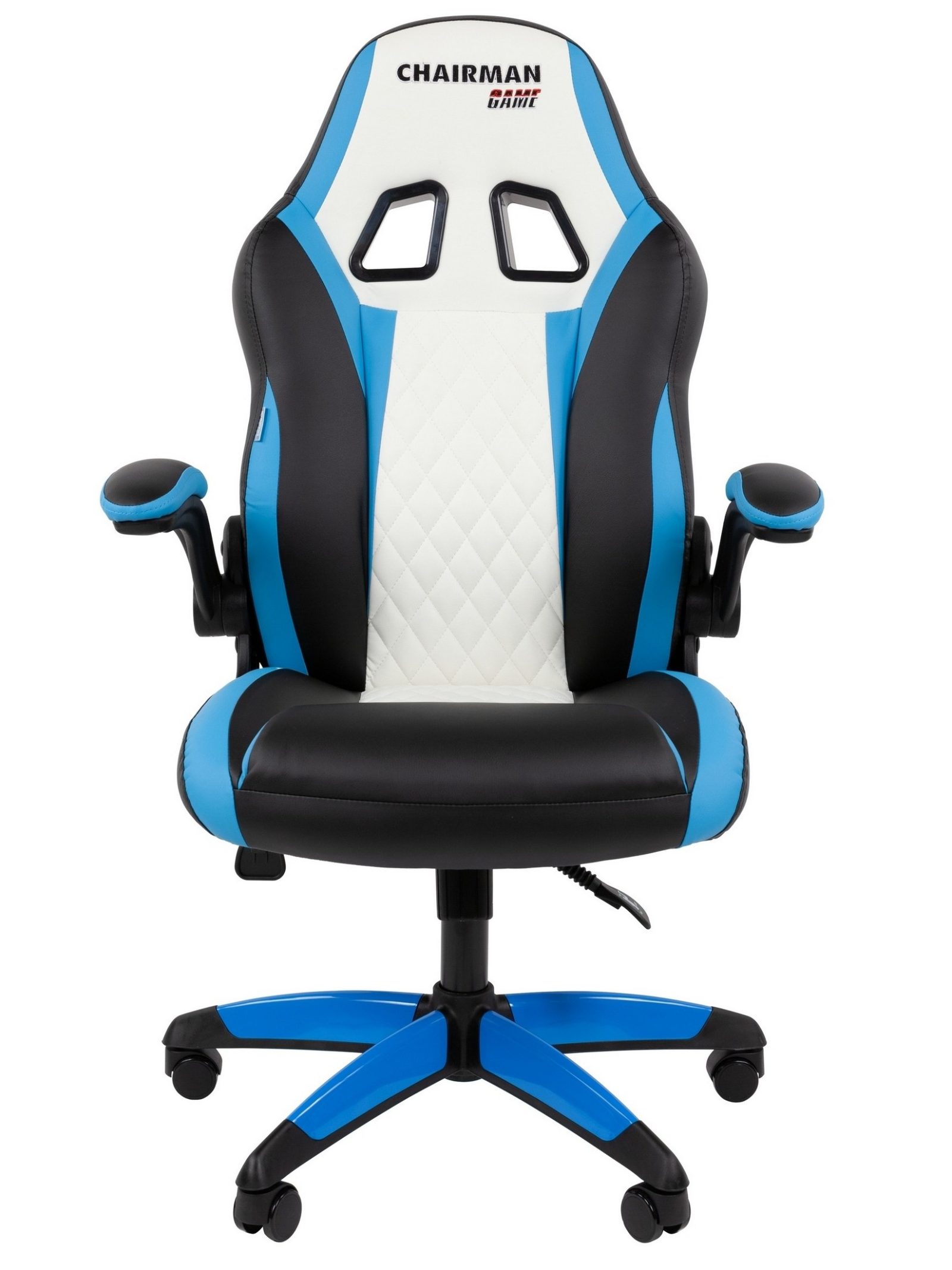 Игровое кресло CHAIRMAN ДРАЙВ 15, экокожа, черный/голубой/белый