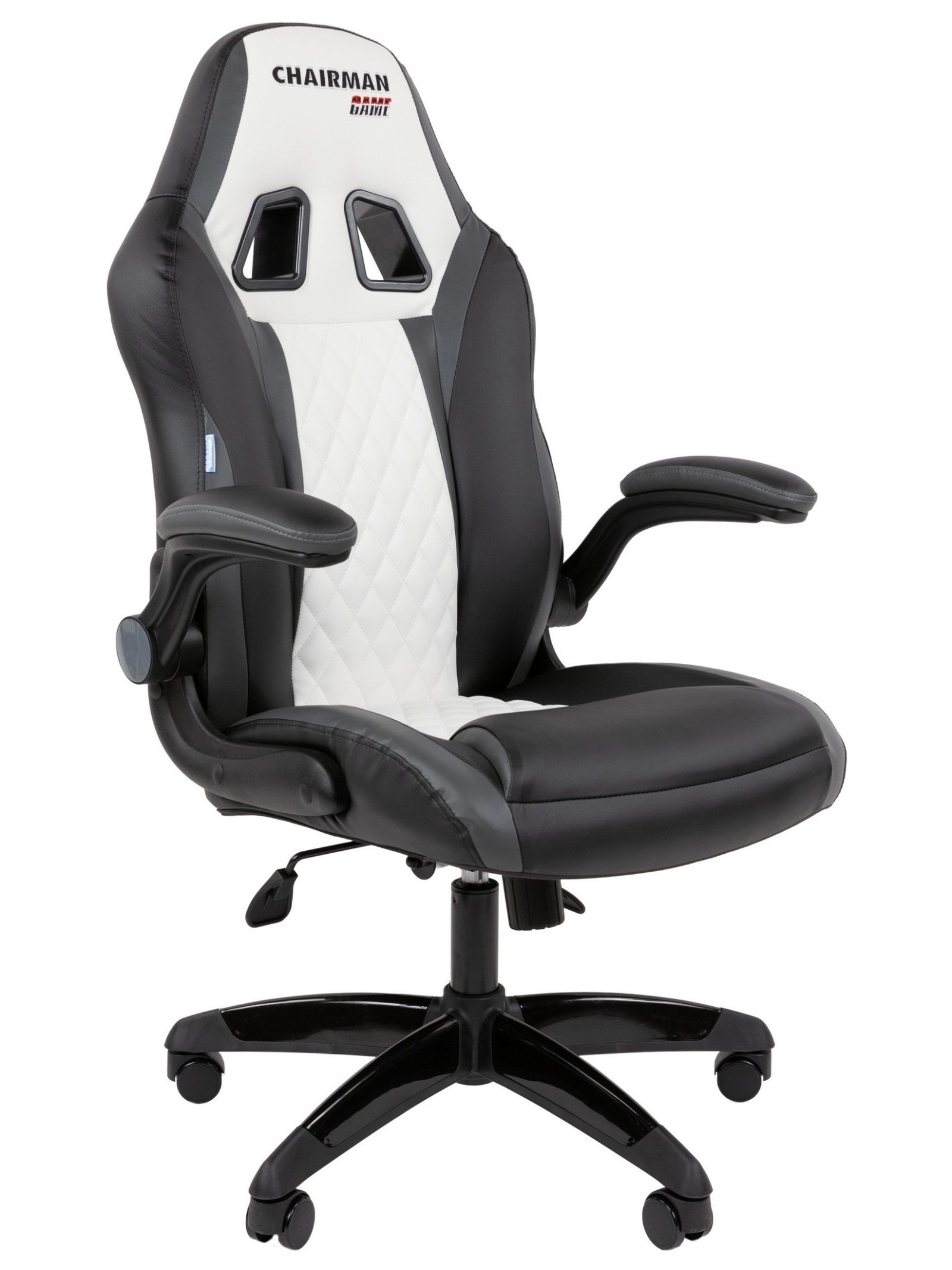 Игровое кресло CHAIRMAN ДРАЙВ 15, экокожа, черный/серый/белый