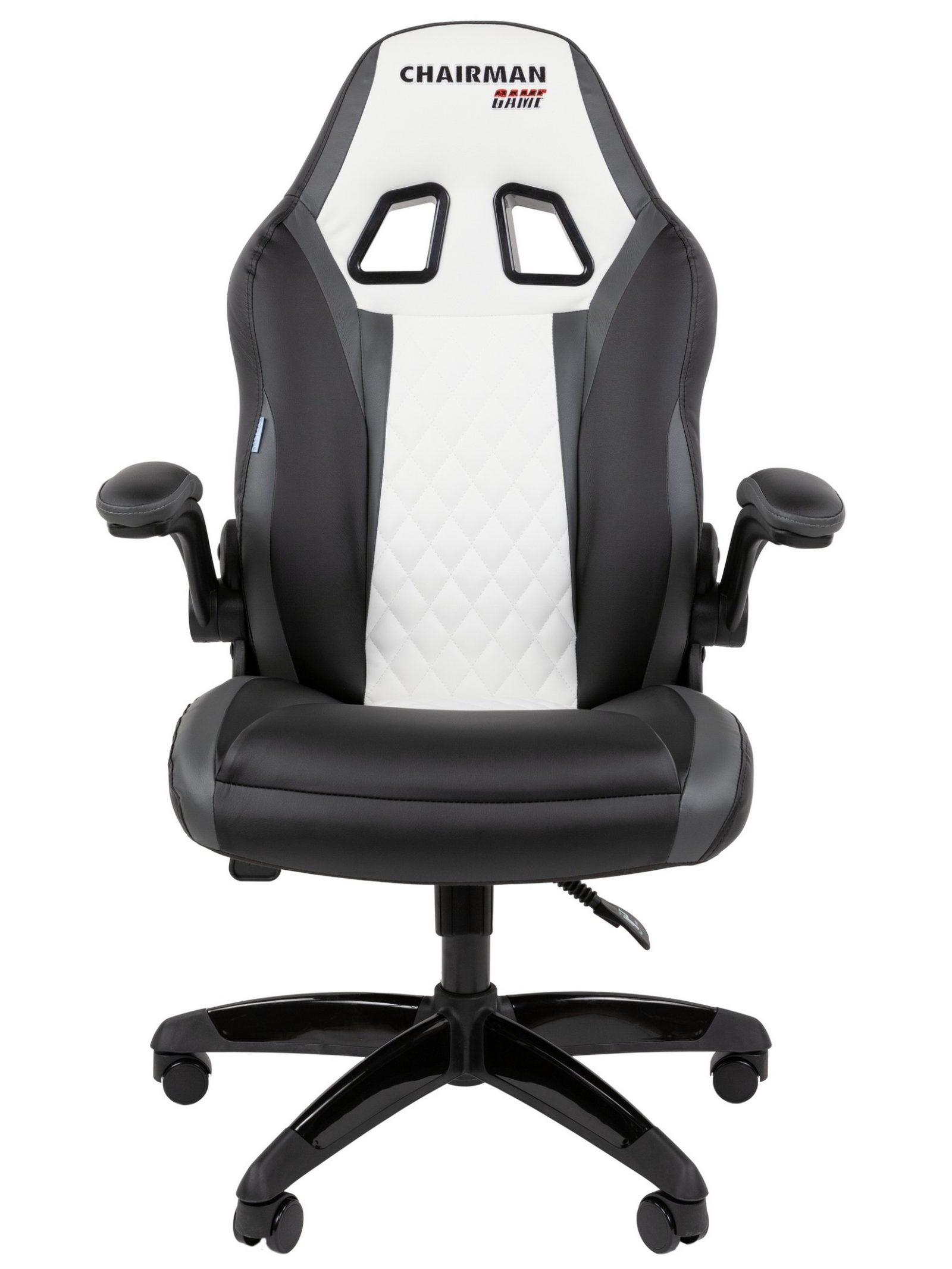 Игровое кресло CHAIRMAN ДРАЙВ 15, экокожа, черный/серый/белый