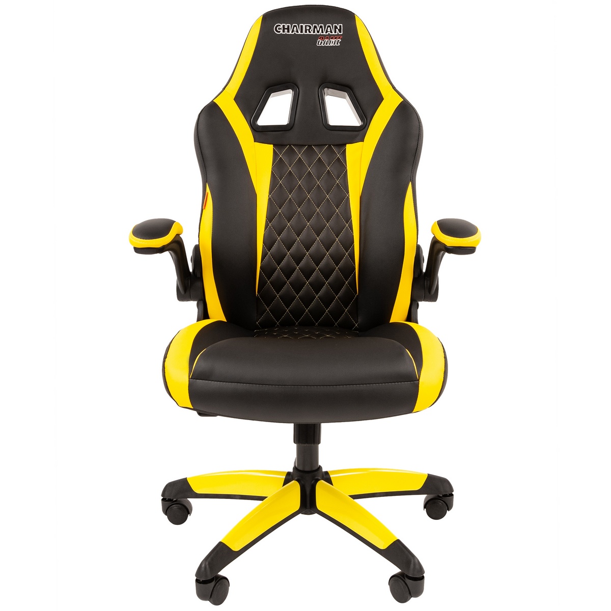 Игровое кресло CHAIRMAN ДРАЙВ 15, экокожа, черный/желтый