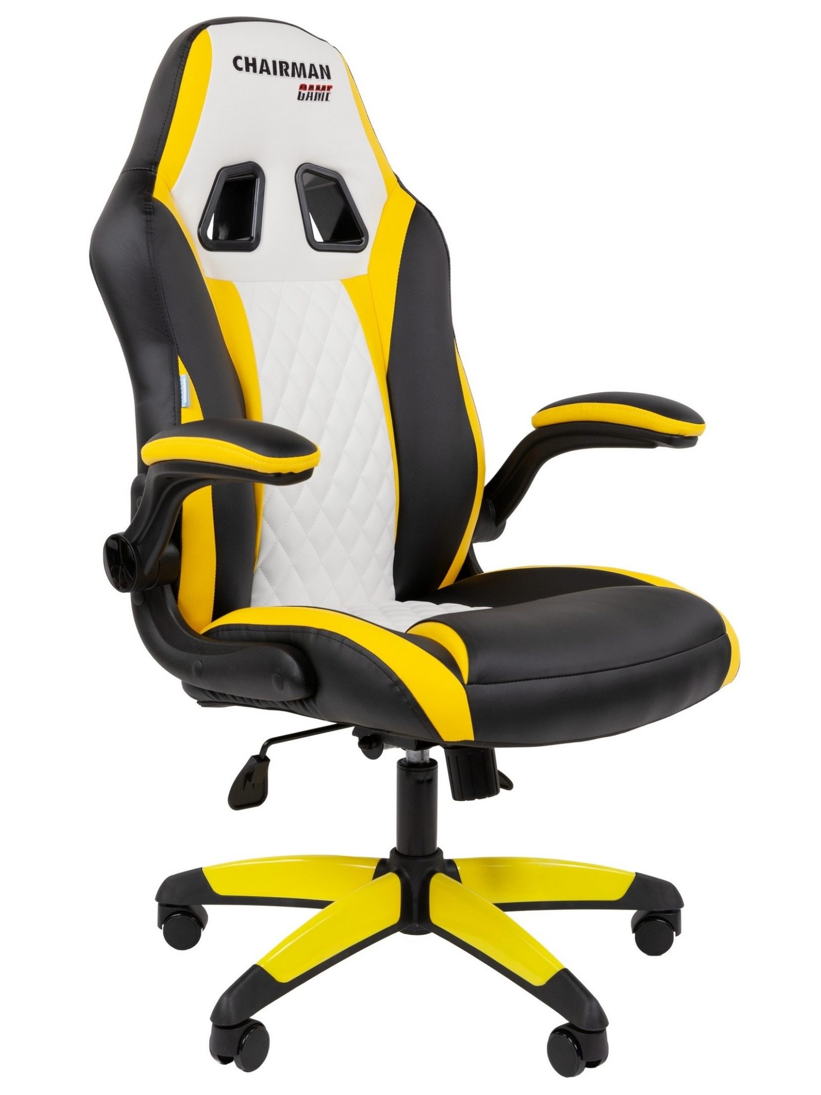 Игровое кресло CHAIRMAN ДРАЙВ 15, экокожа, черный/желтый/белый