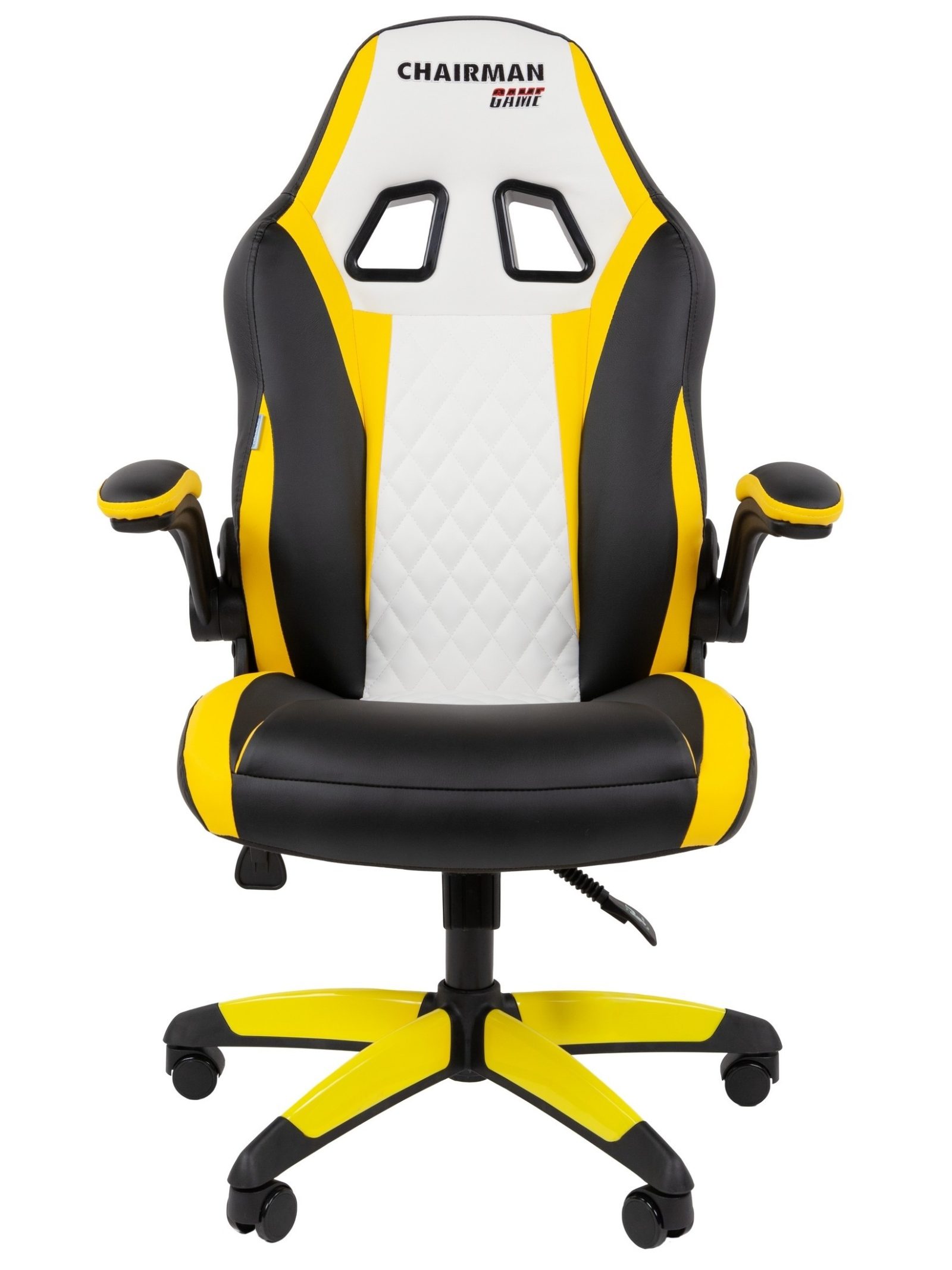 Игровое кресло CHAIRMAN ДРАЙВ 15, экокожа, черный/желтый/белый