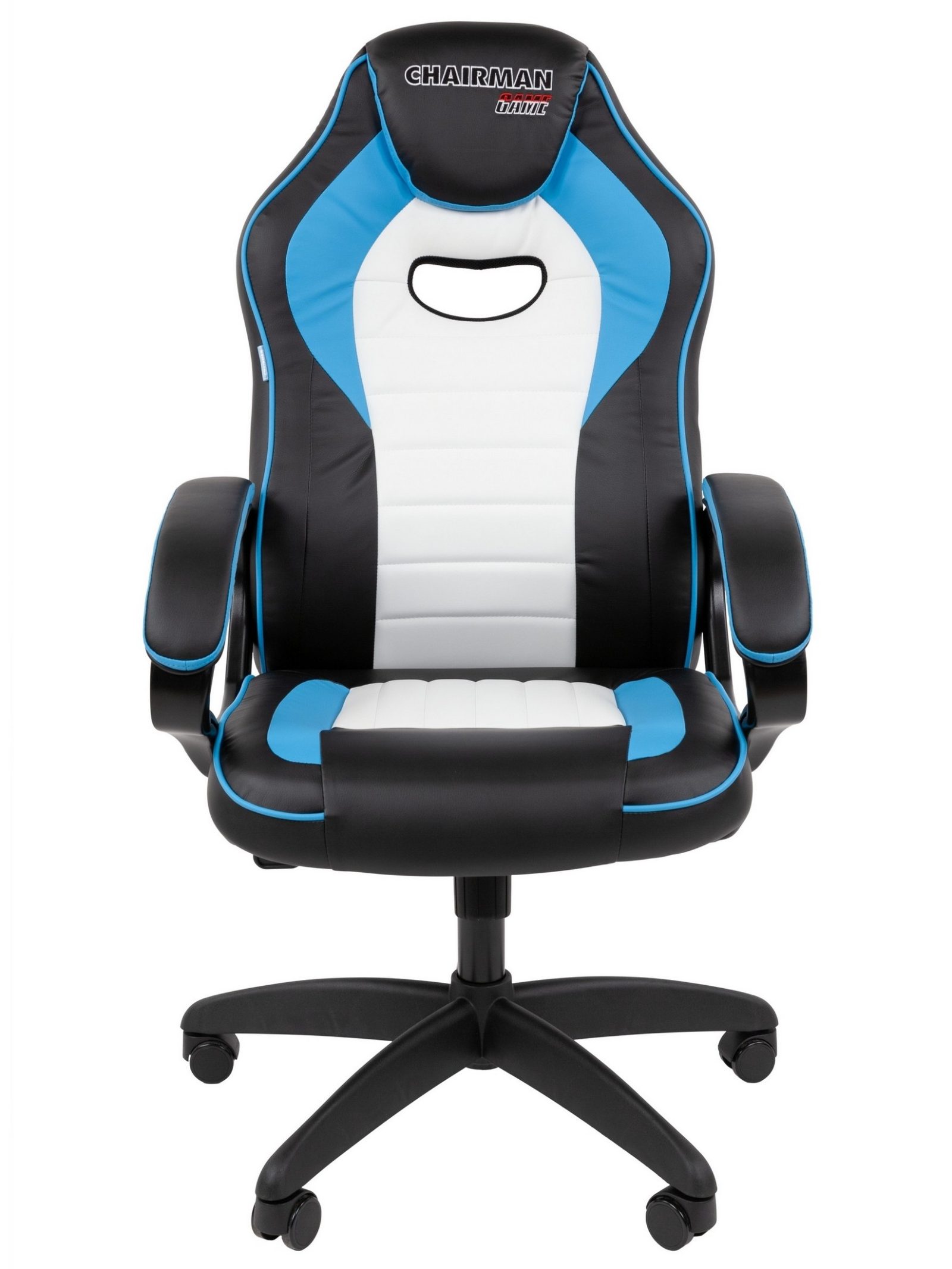 Игровое кресло CHAIRMAN ДРАЙВ 16, экокожа, черный/голубой/белый