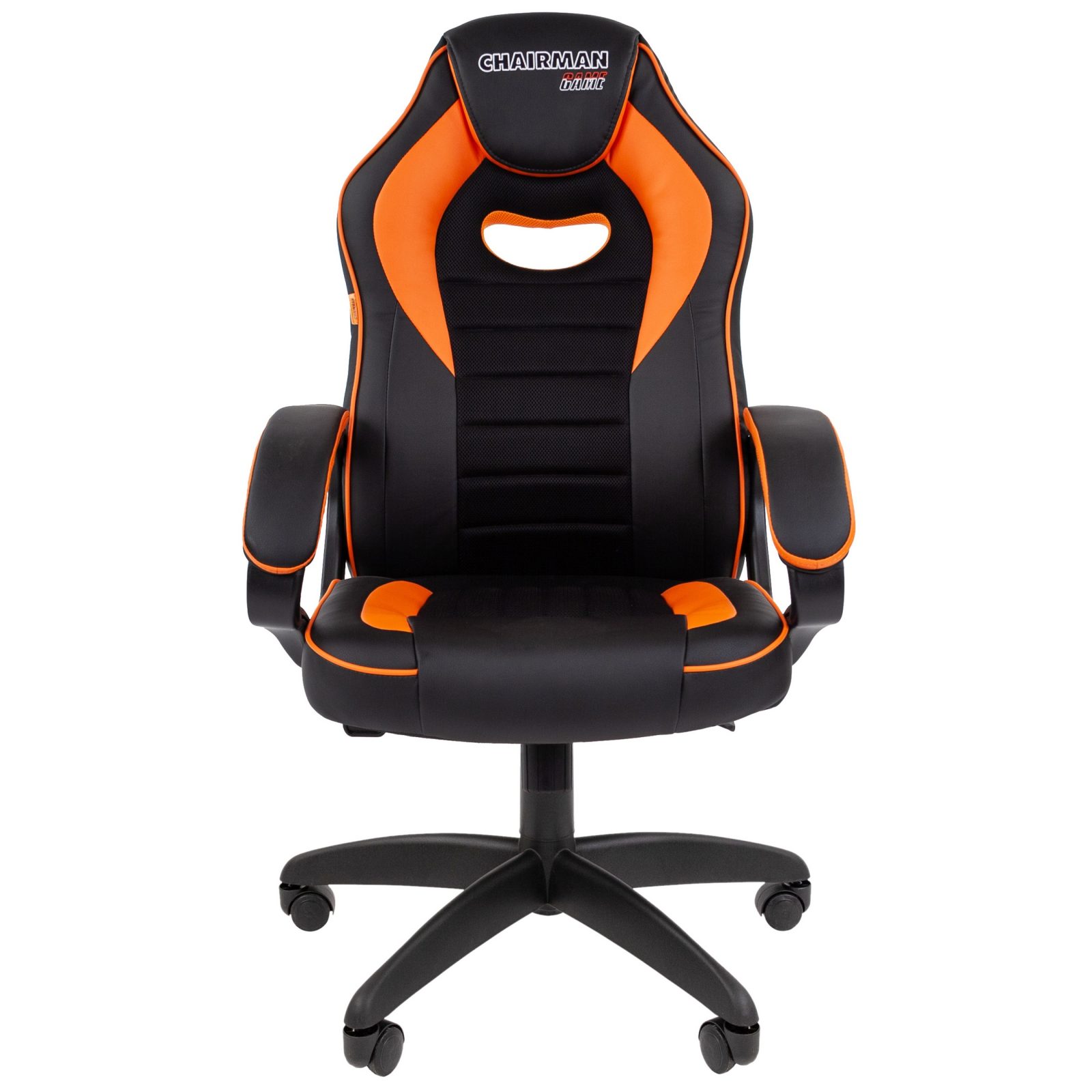 Игровое кресло CHAIRMAN ДРАЙВ 16, экокожа, черный/оранжевый