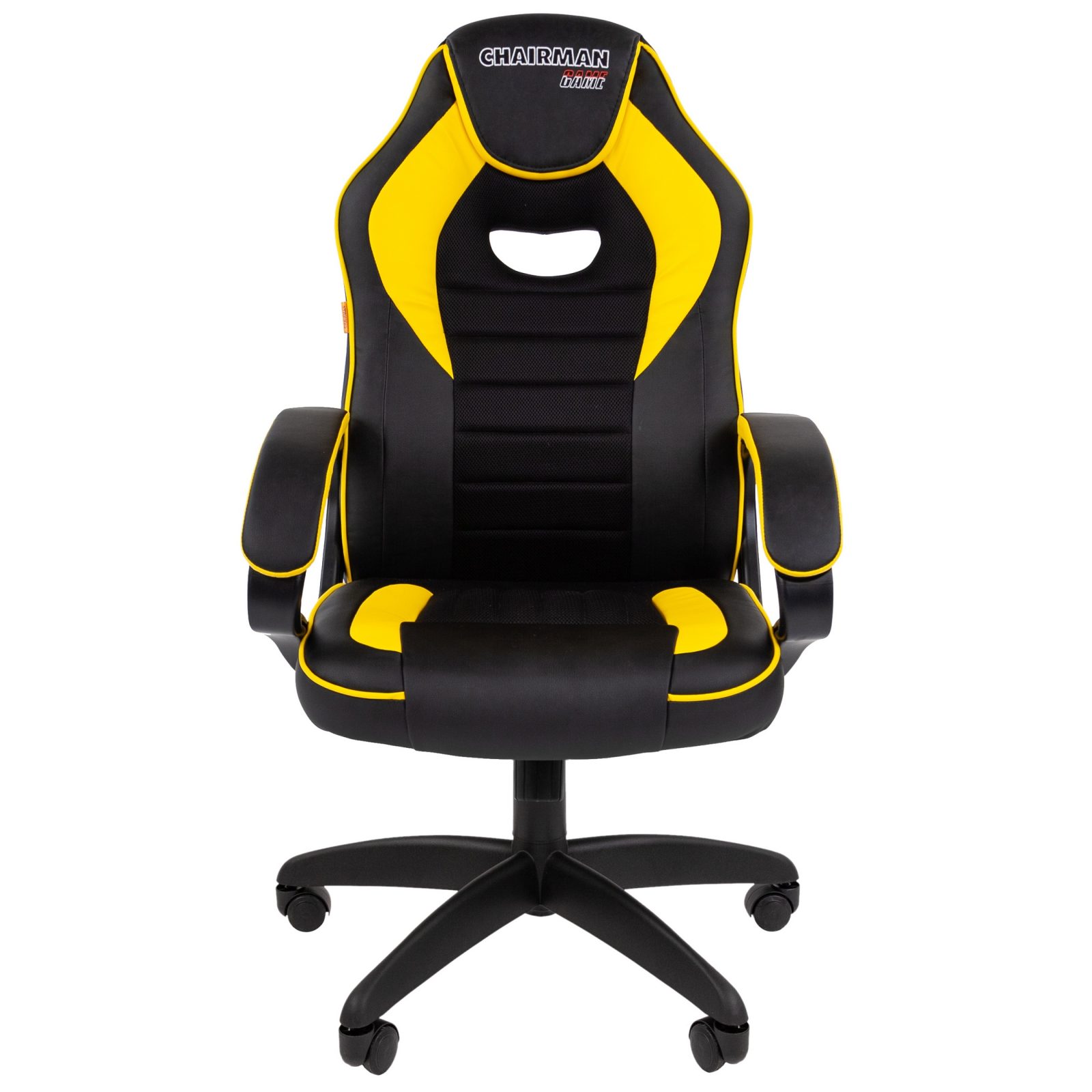 Игровое кресло CHAIRMAN ДРАЙВ 16, экокожа, черный/желтый