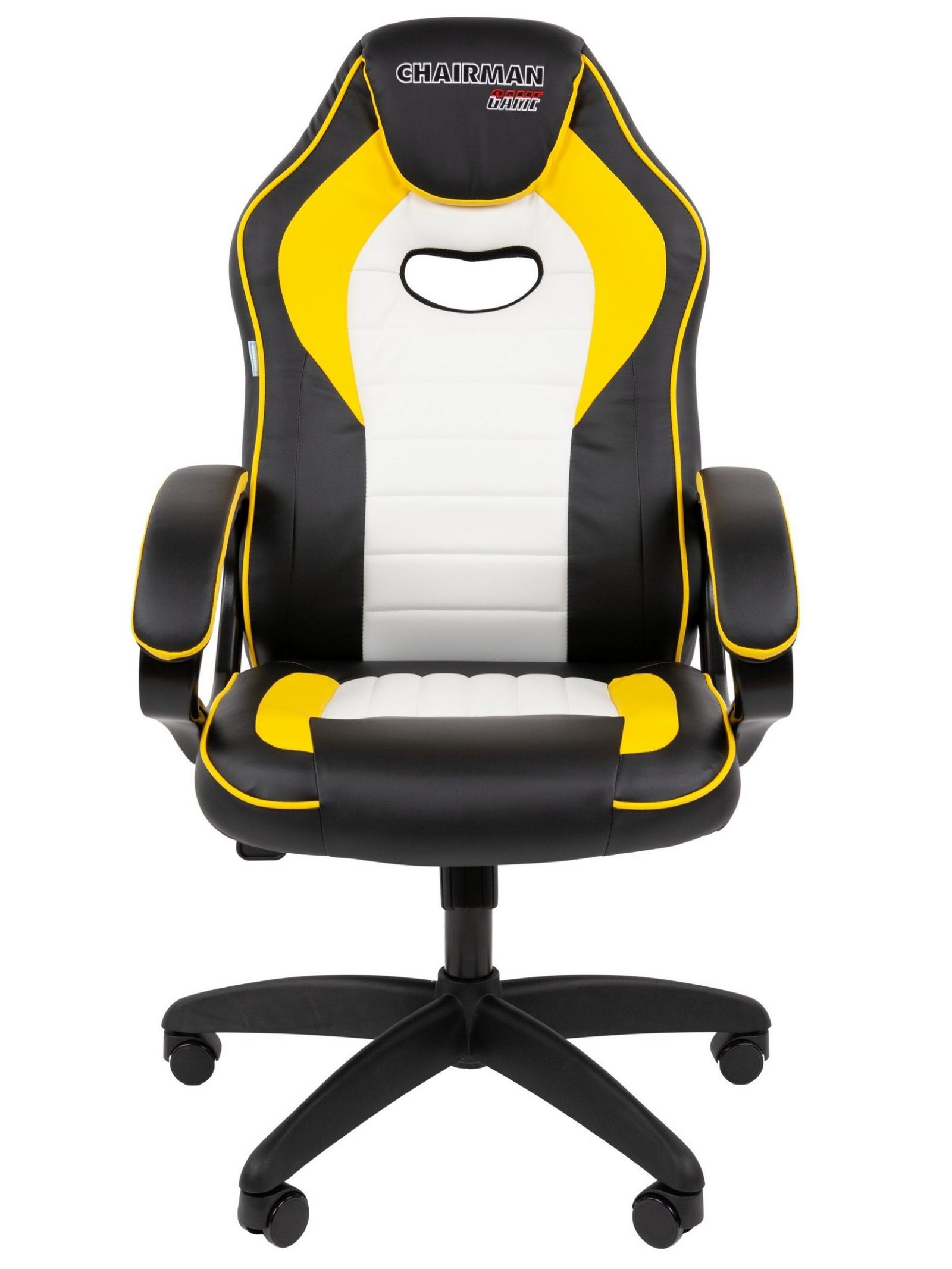 Игровое кресло CHAIRMAN ДРАЙВ 16, экокожа, черный/желтый/белый