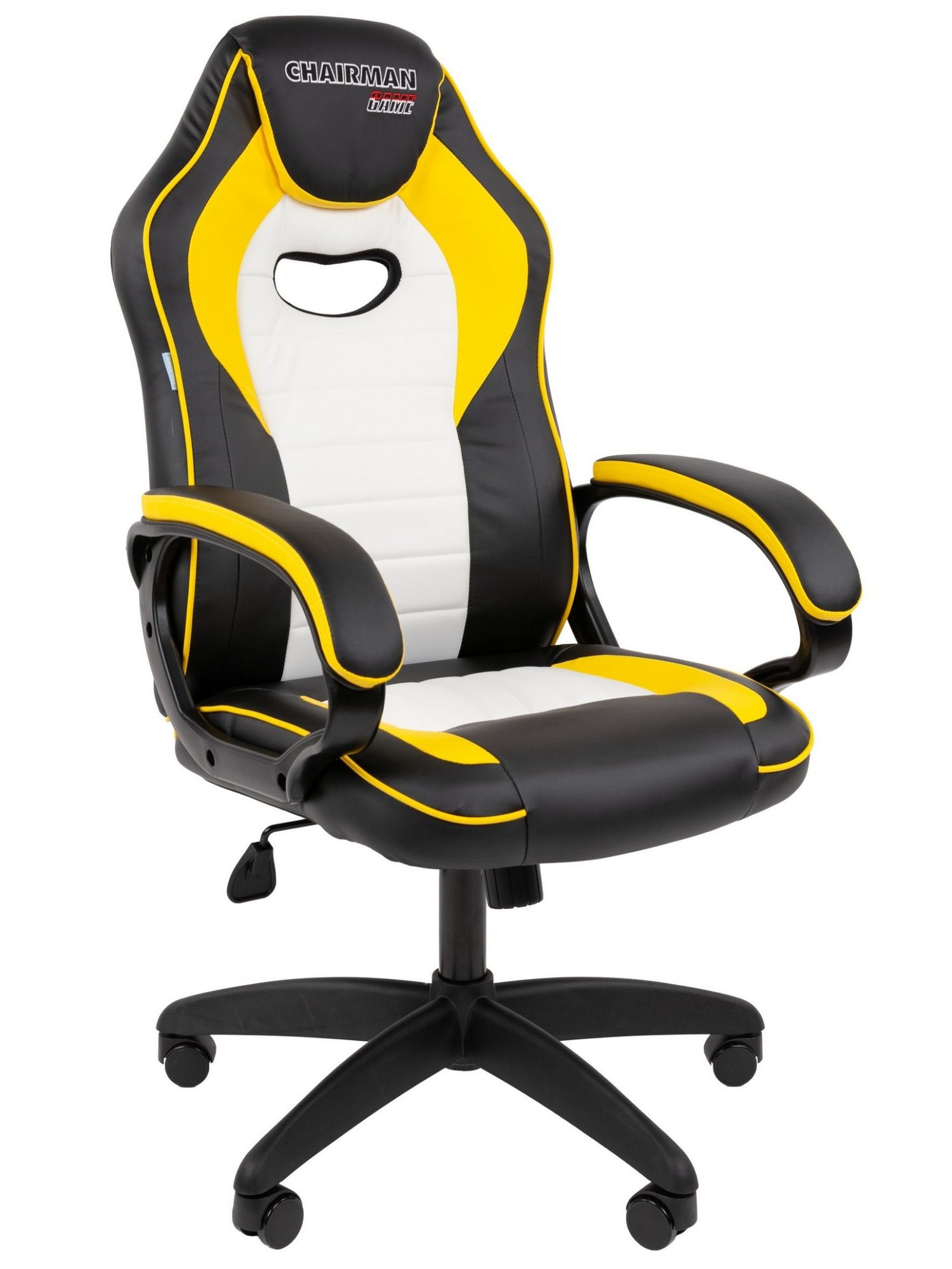 Игровое кресло CHAIRMAN ДРАЙВ 16, экокожа, черный/желтый/белый