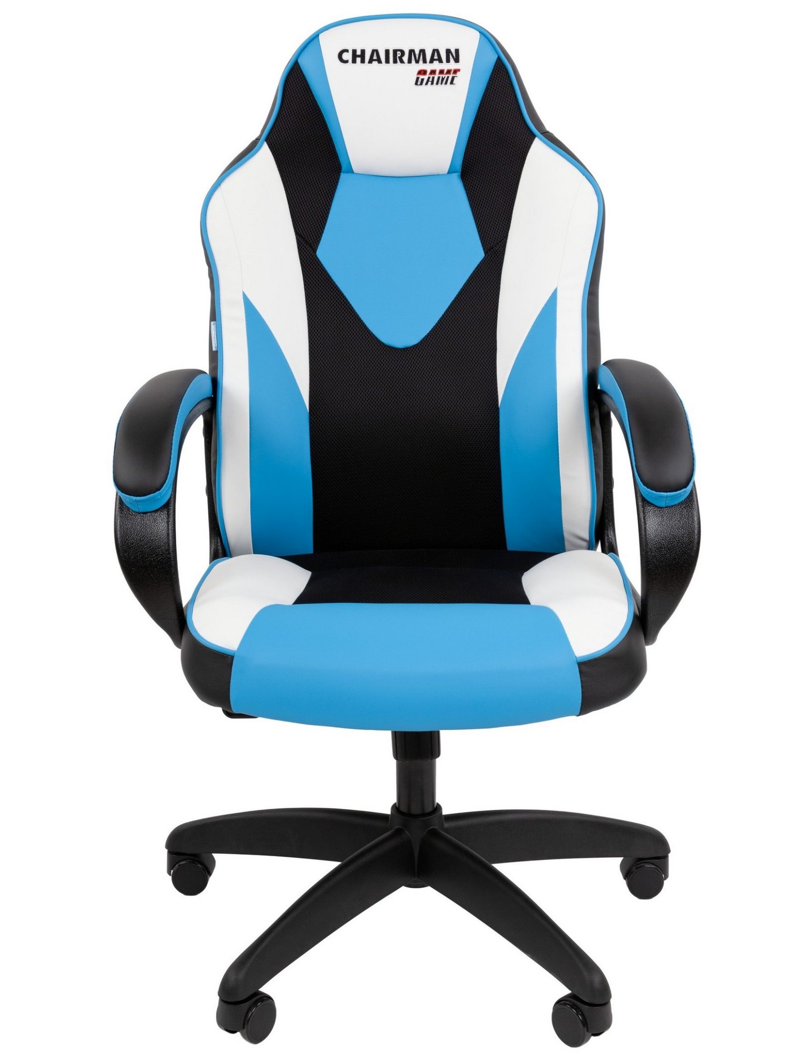 Игровое кресло CHAIRMAN ДРАЙВ 17, экокожа, черный/голубой/белый