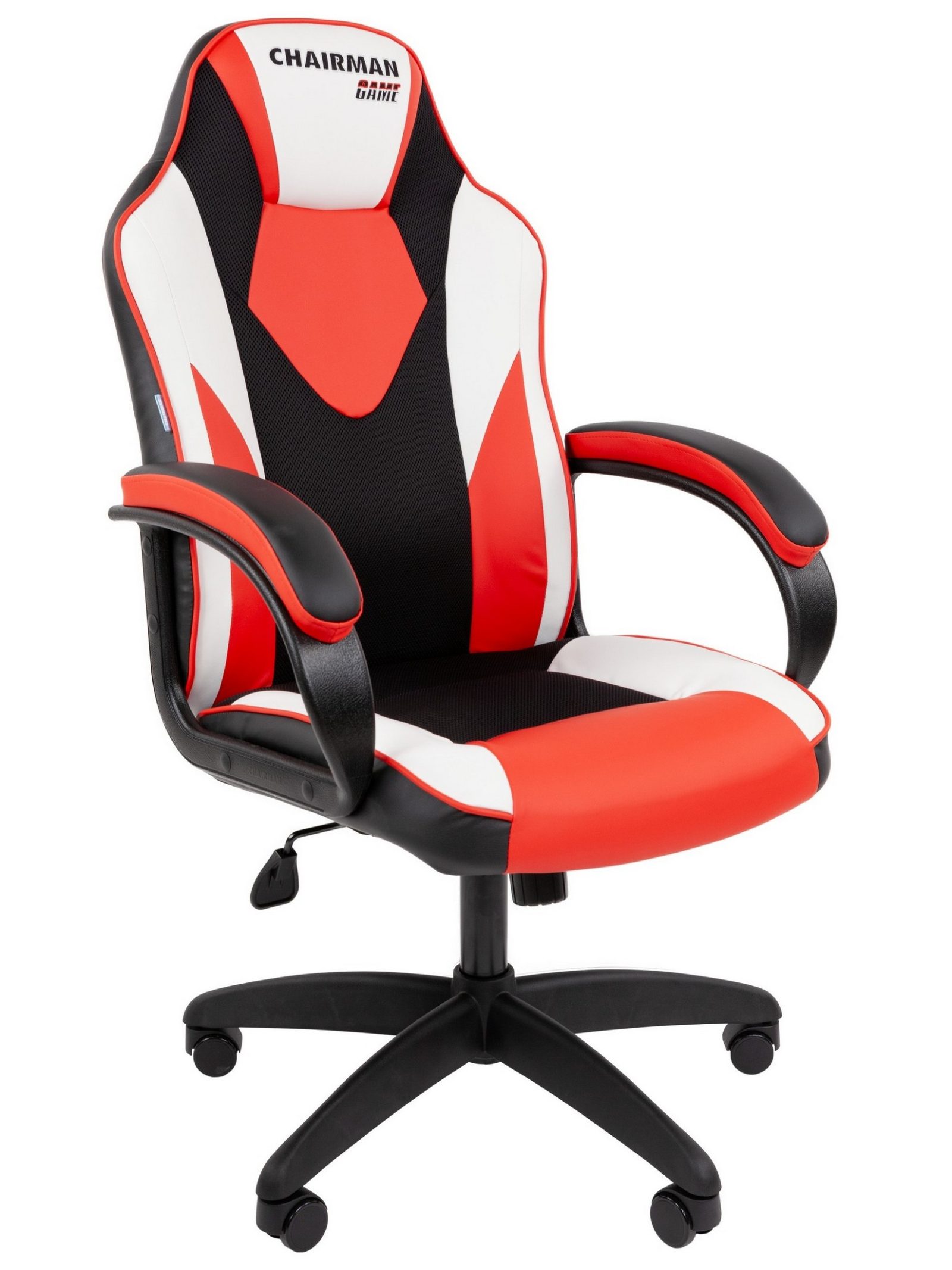 Игровое кресло CHAIRMAN ДРАЙВ 17, экокожа, черный/красный/белый