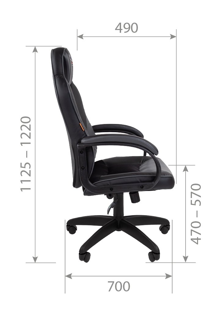 Игровое кресло CHAIRMAN ДРАЙВ 17, экокожа, черный/серый
