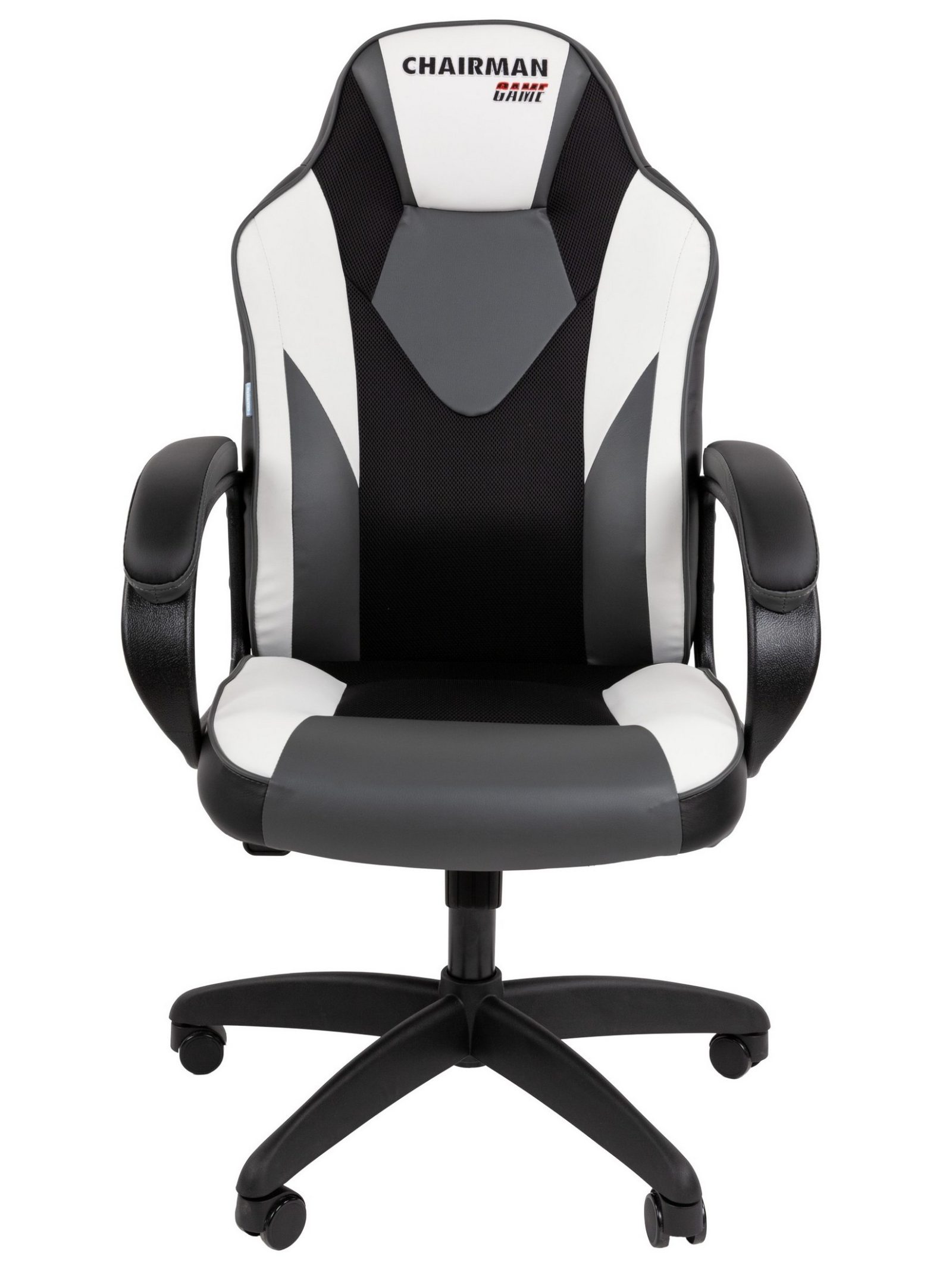 Игровое кресло CHAIRMAN ДРАЙВ 17, экокожа, черный/серый/белый