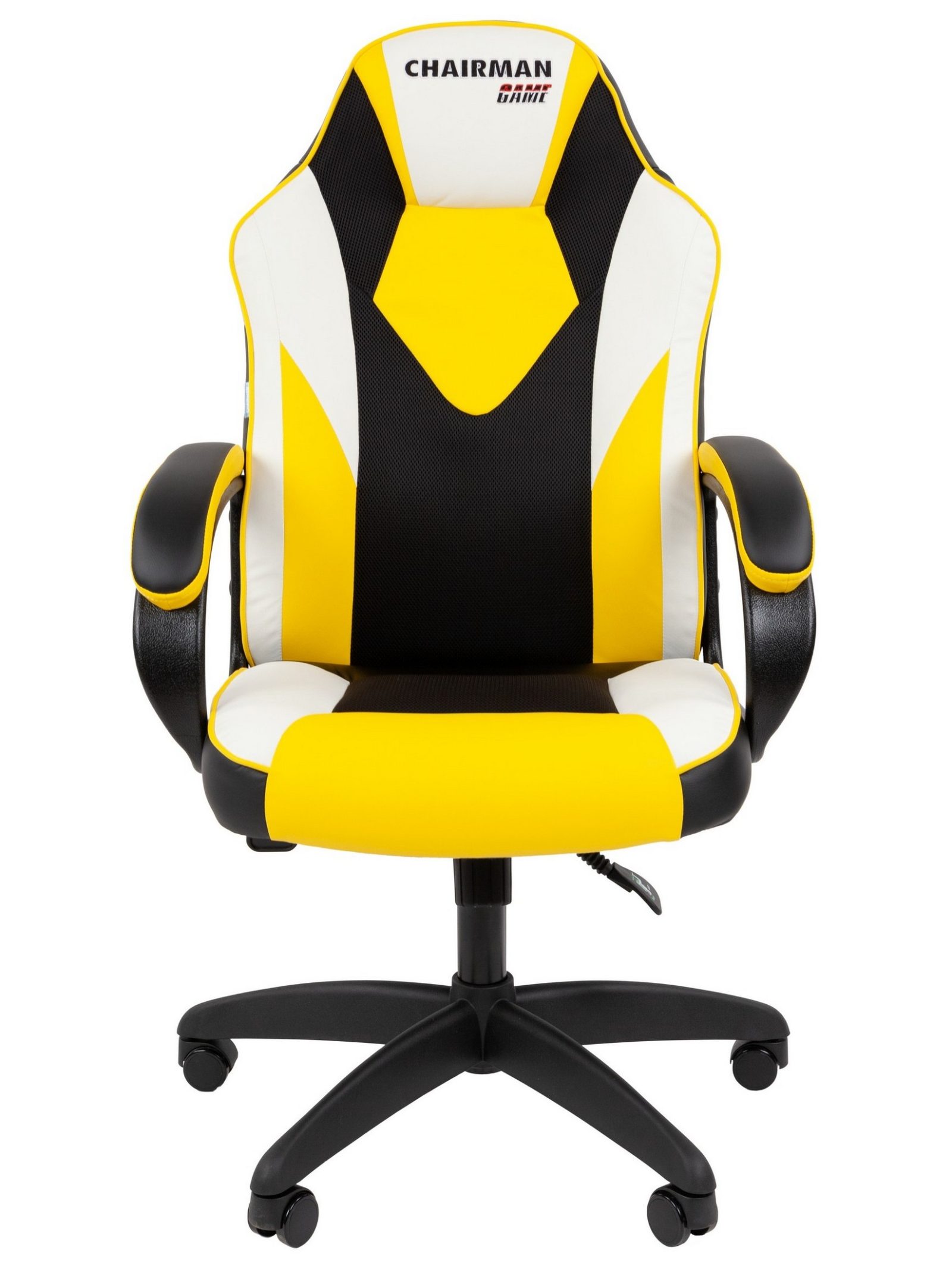 Игровое кресло CHAIRMAN ДРАЙВ 17, экокожа, черный/желтый/белый