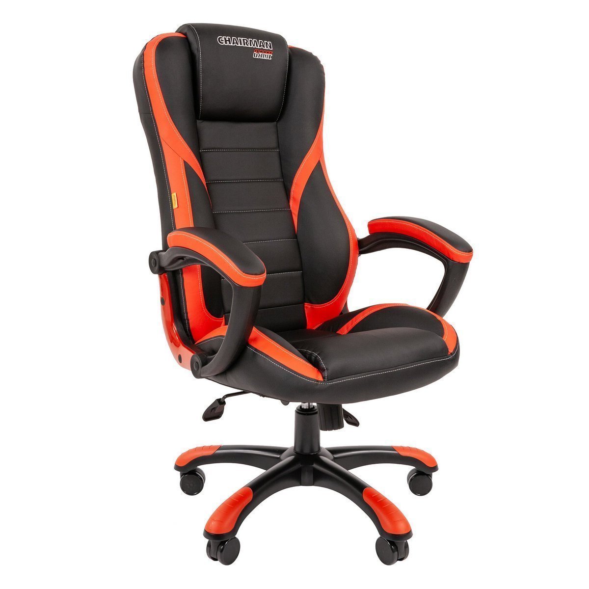 Игровое кресло CHAIRMAN ДРАЙВ 22, экокожа, черный/красный
