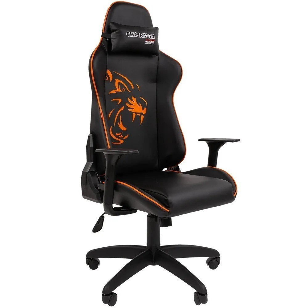 Игровое кресло CHAIRMAN ДРАЙВ 40, экокожа, черный/оранжевый