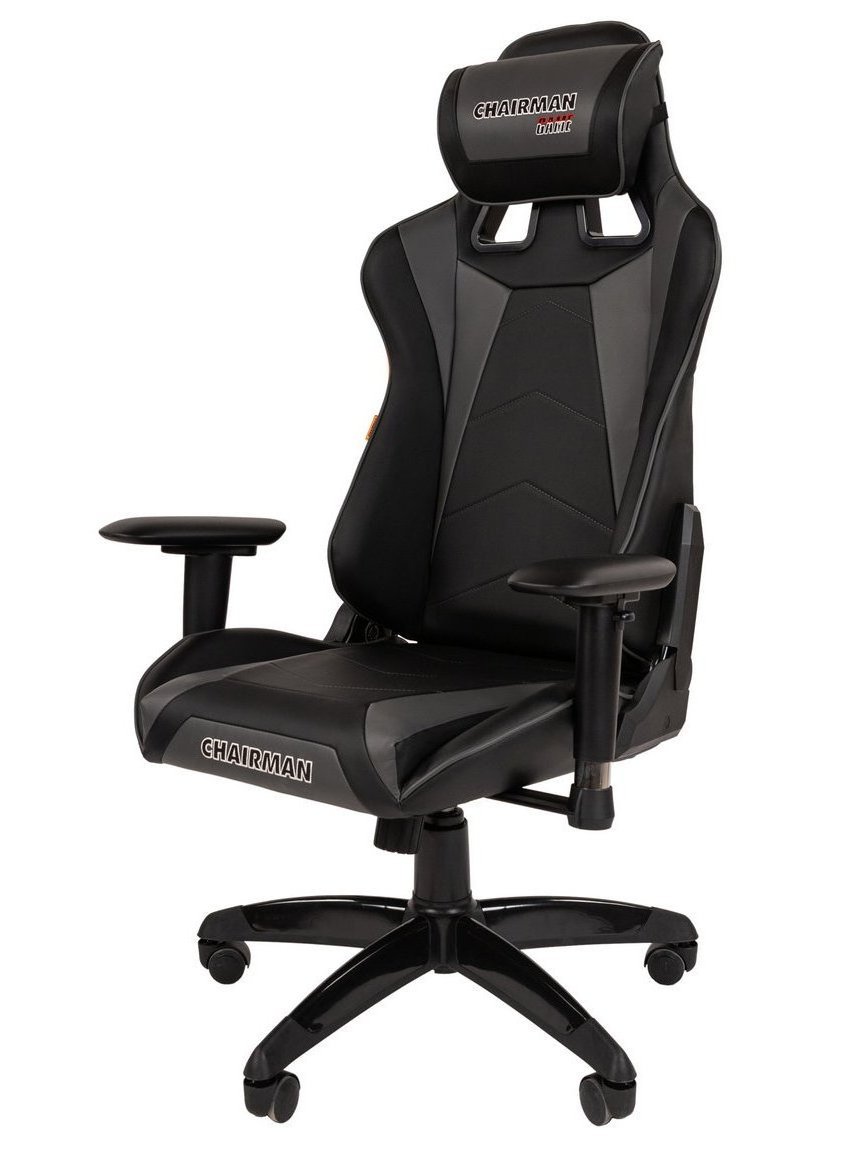 Игровое кресло CHAIRMAN ДРАЙВ 44, экокожа, черный/серый