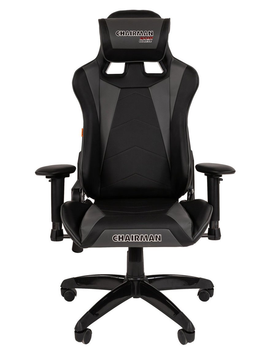 Игровое кресло CHAIRMAN ДРАЙВ 44, экокожа, черный/серый