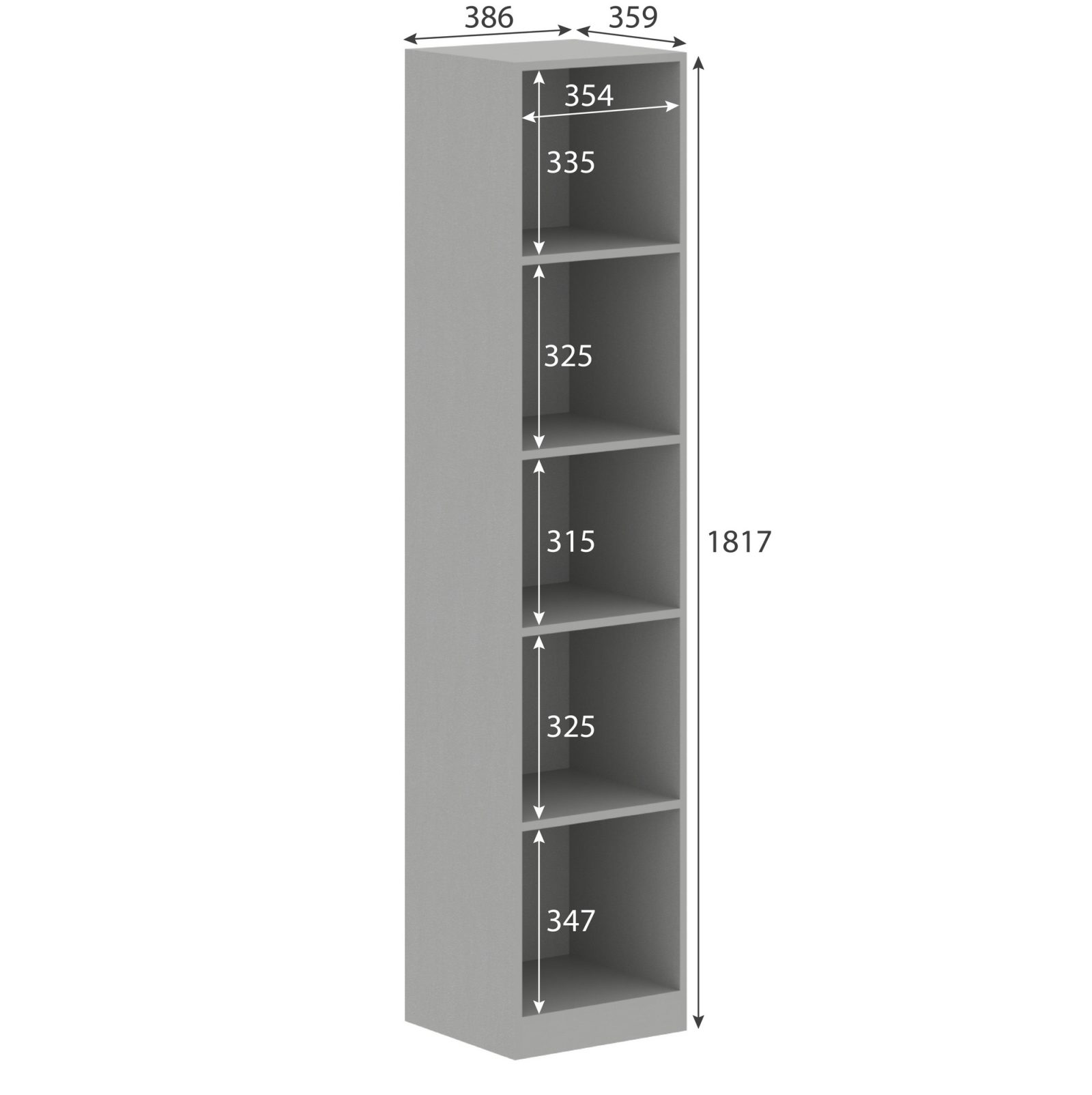 Стеллаж SIMPLE SR-5U, серый, 386х359х1815 мм