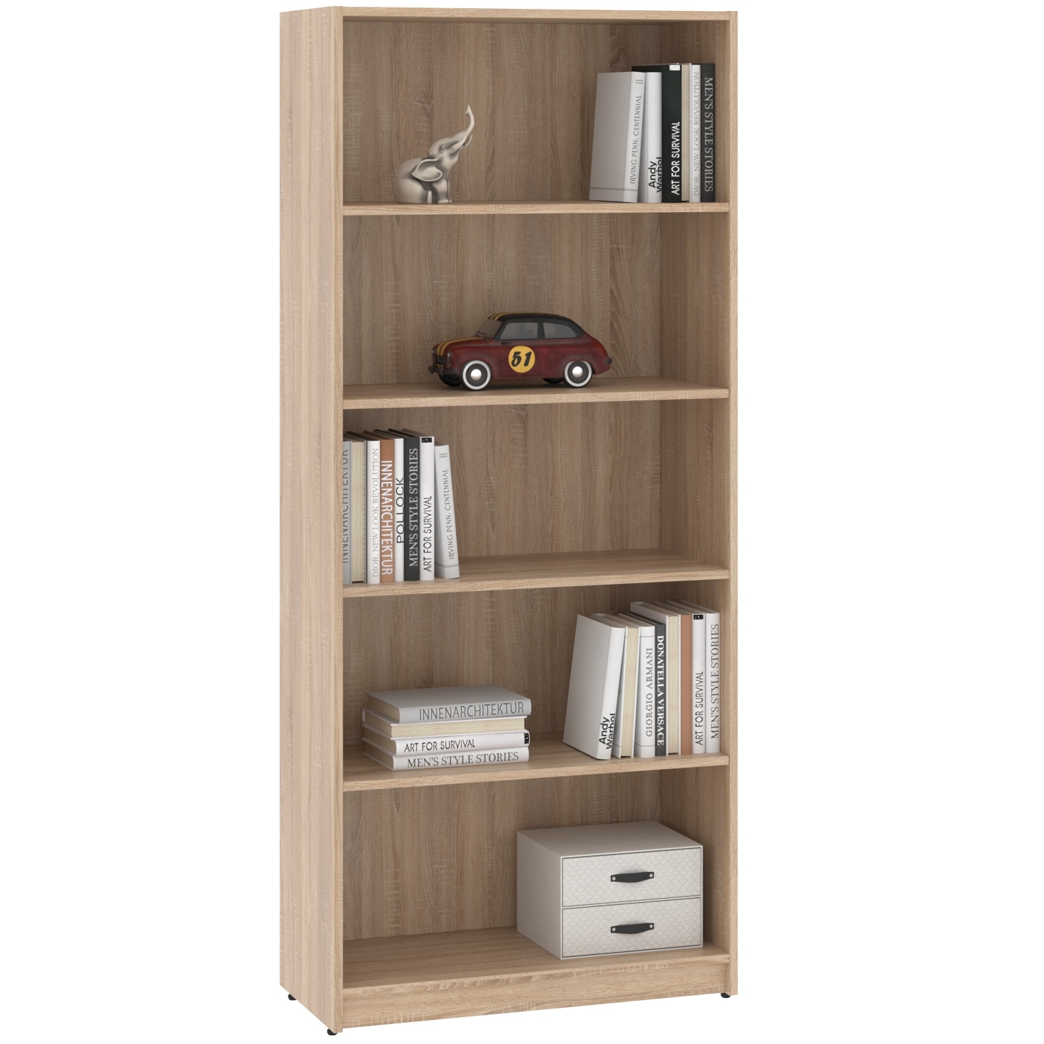 Стеллаж SIMPLE SR-5W, дуб сонома светлый, 770х359х1815 мм