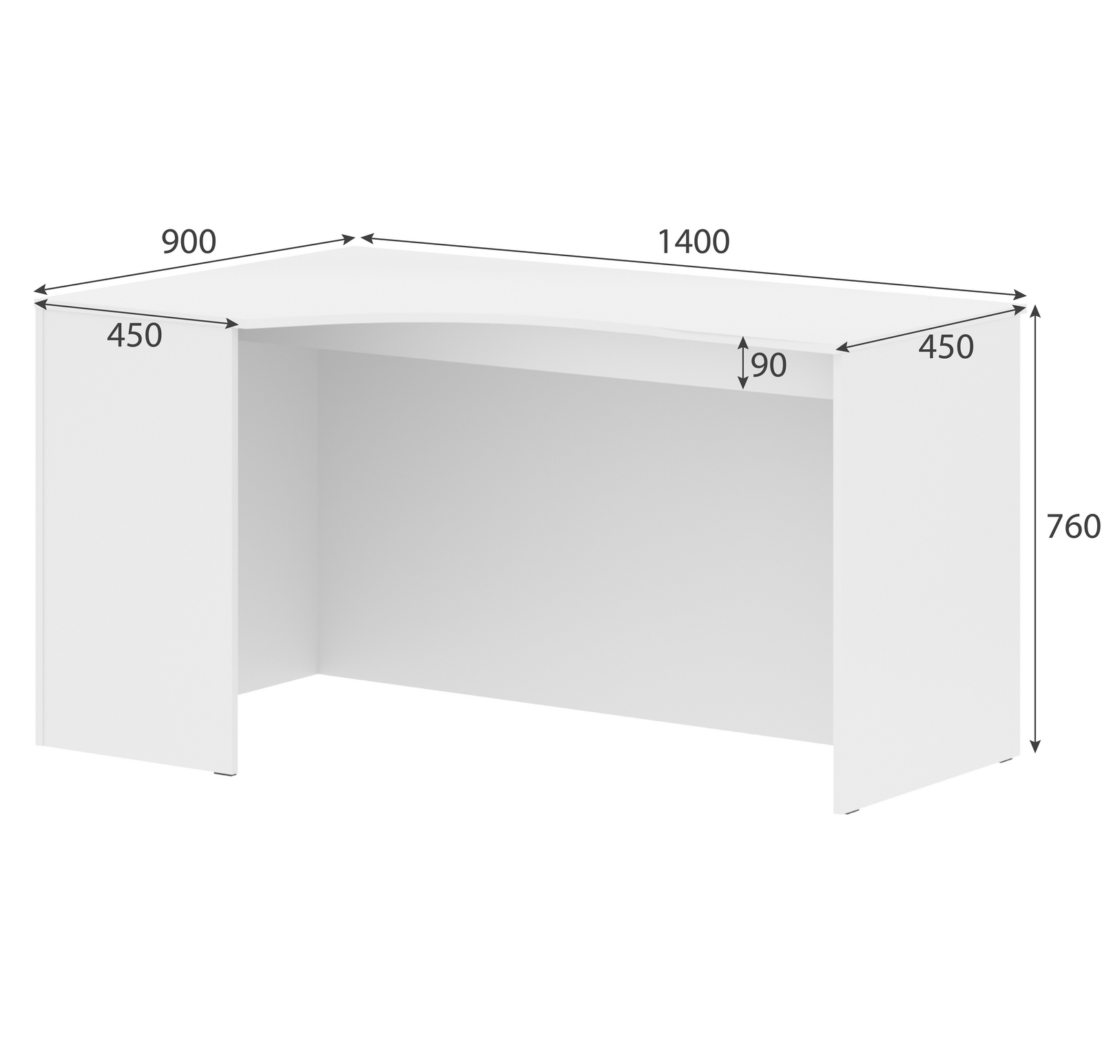 Стол эргономичный левый (усиленный) SIMPLE 140x90 см, белый