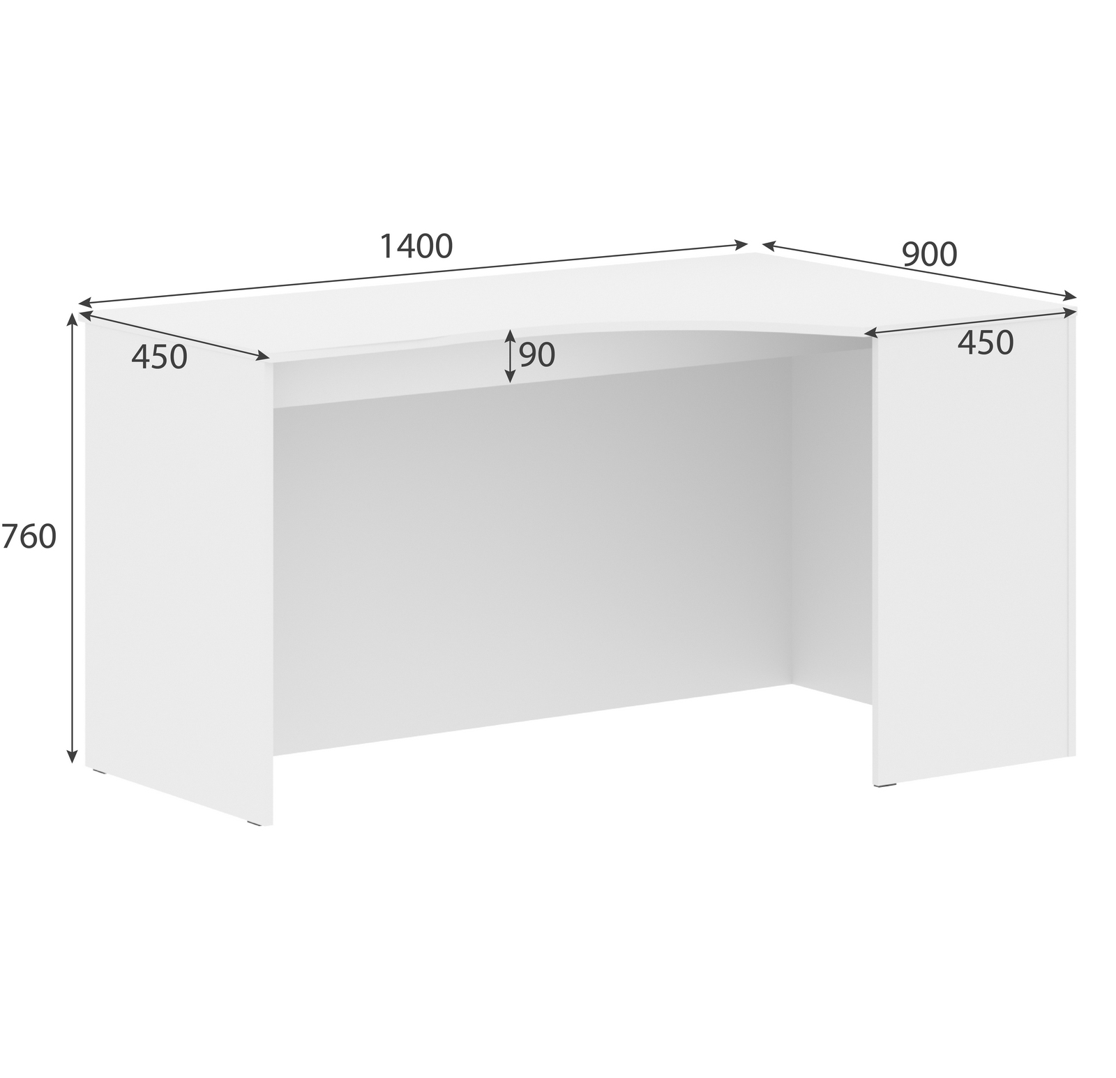 Стол эргономичный правый (усиленный) SIMPLE 140x90 см, белый