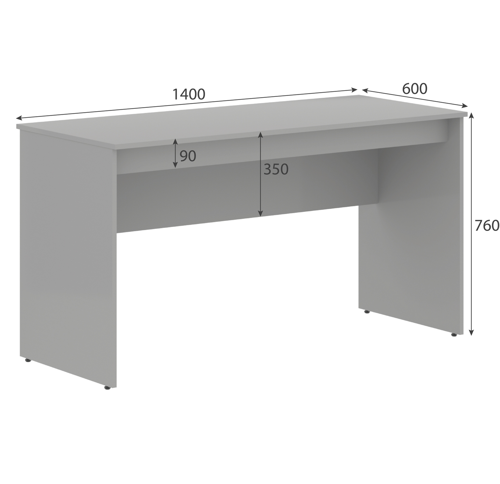 Стол рабочий SIMPLE 140x60 см, серый