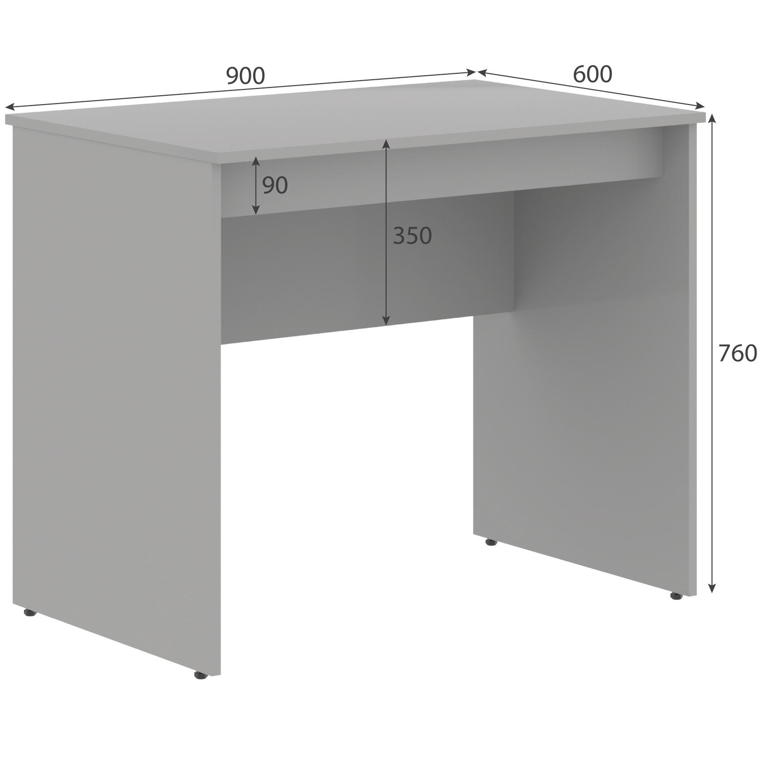 Стол рабочий SIMPLE 90x60 см, серый
