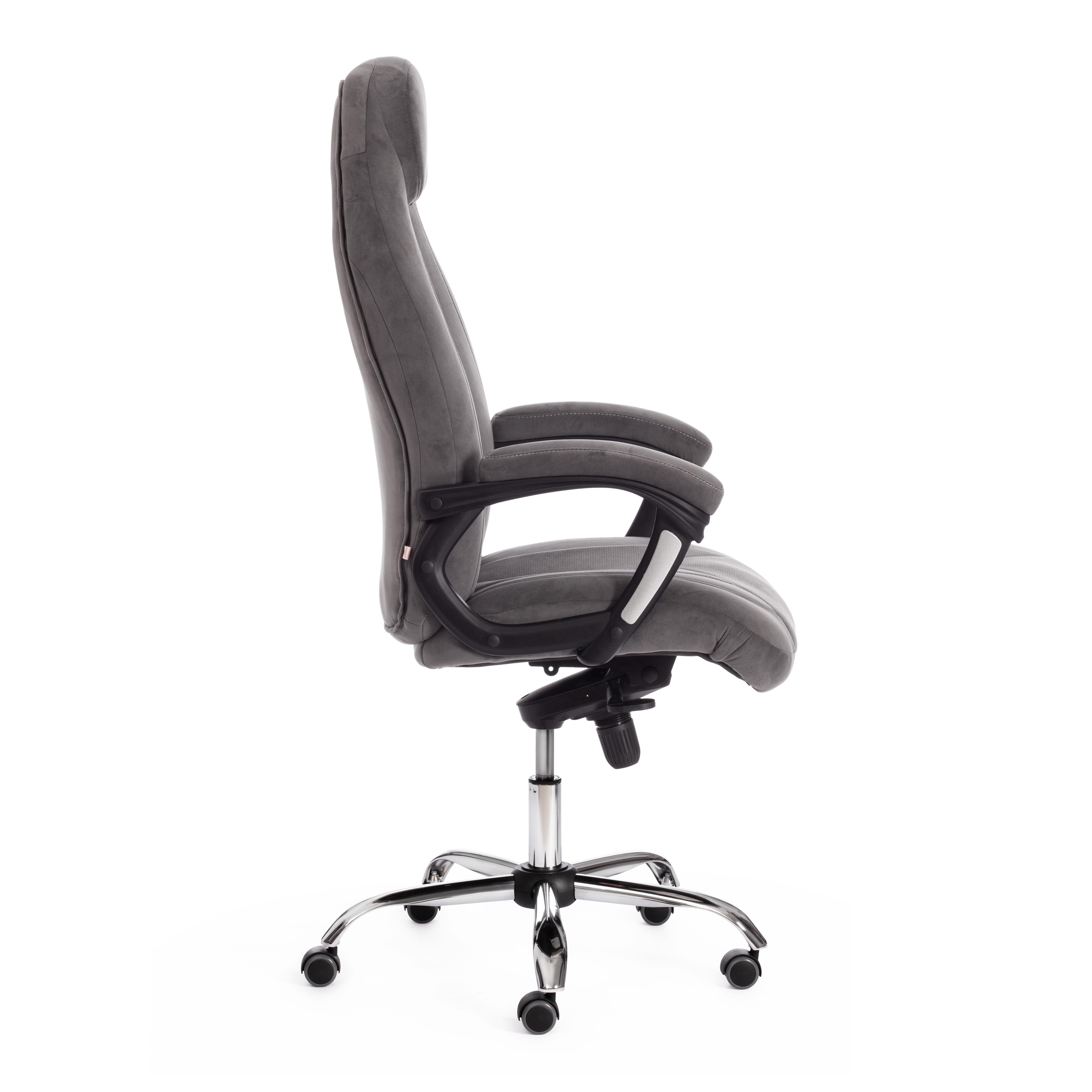 Кресло Босс Люкс/Boss Lux флок , серый/серый перф., 29/29/06