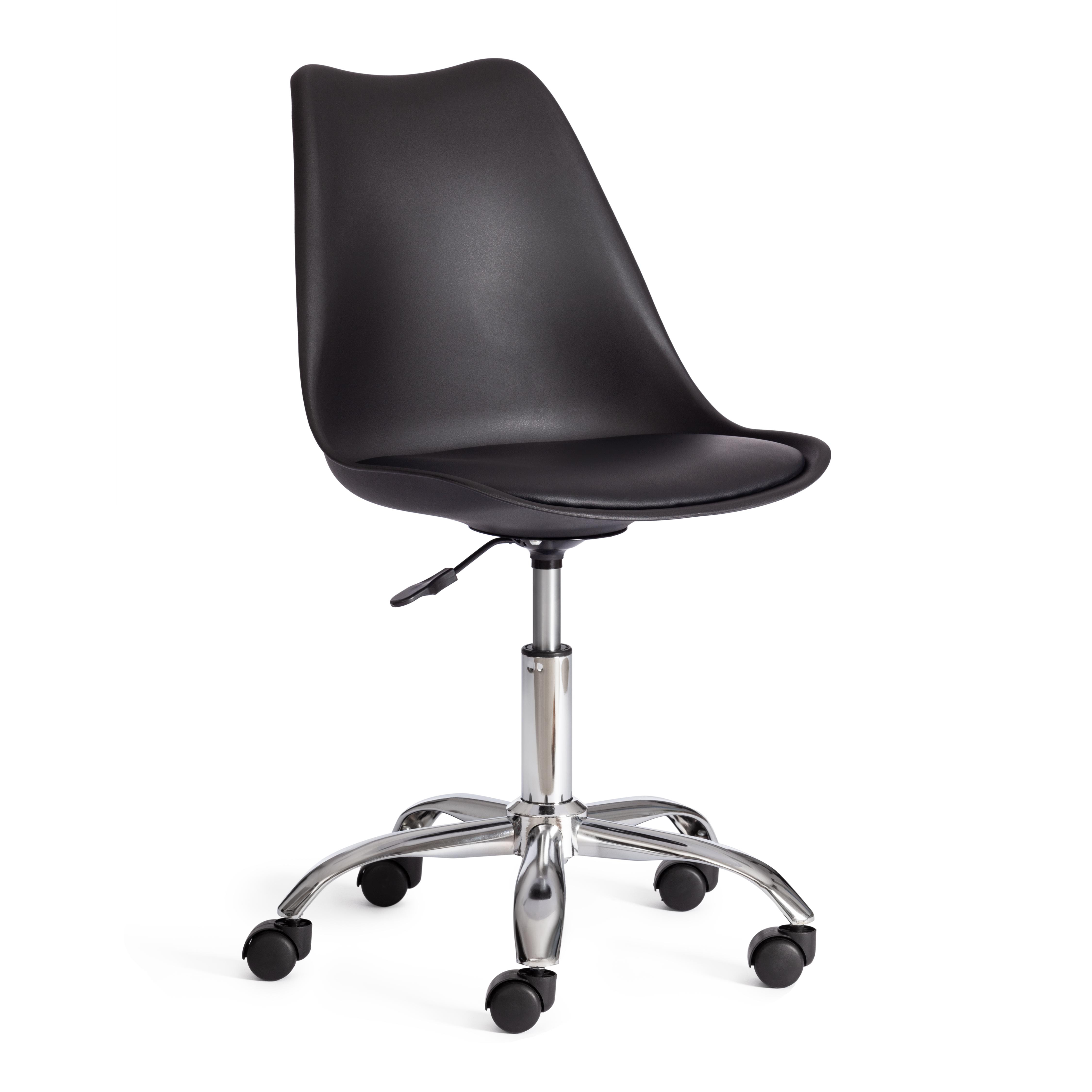 Офисное кресло Тулип/Tulip (мод.106-1) металл/пластик/PU, 58 x 47 x 97см, Black (черный) / Chrome (хром)
