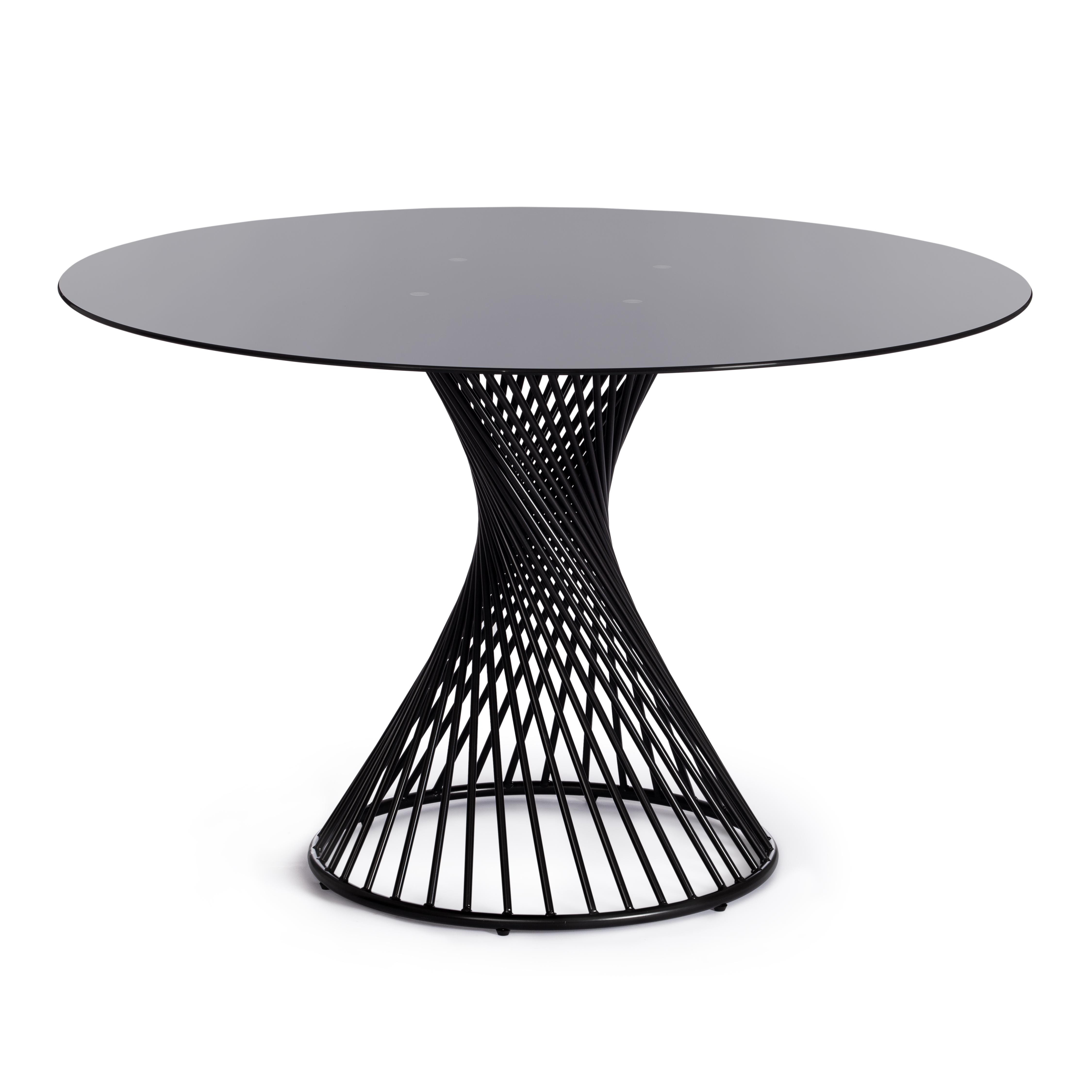 Стол Бертоя/Bertoia (мод.GT21) металл/стекло 8мм, черный, 120х120х75см