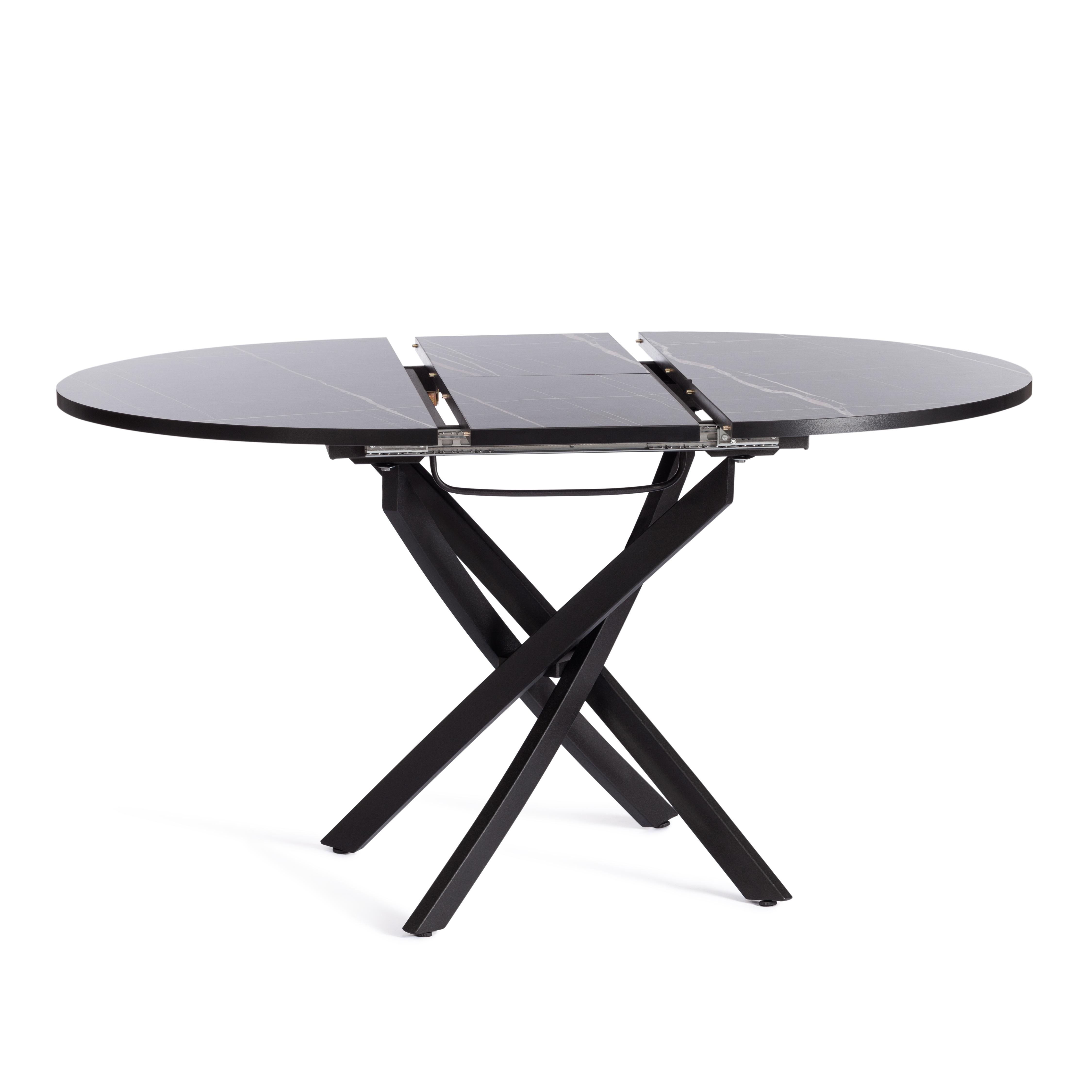 Стол обеденный Манзана/Manzana ЛДСП/HPL/металл, 100-130х100х75см, мрамор чёрный/чёрный