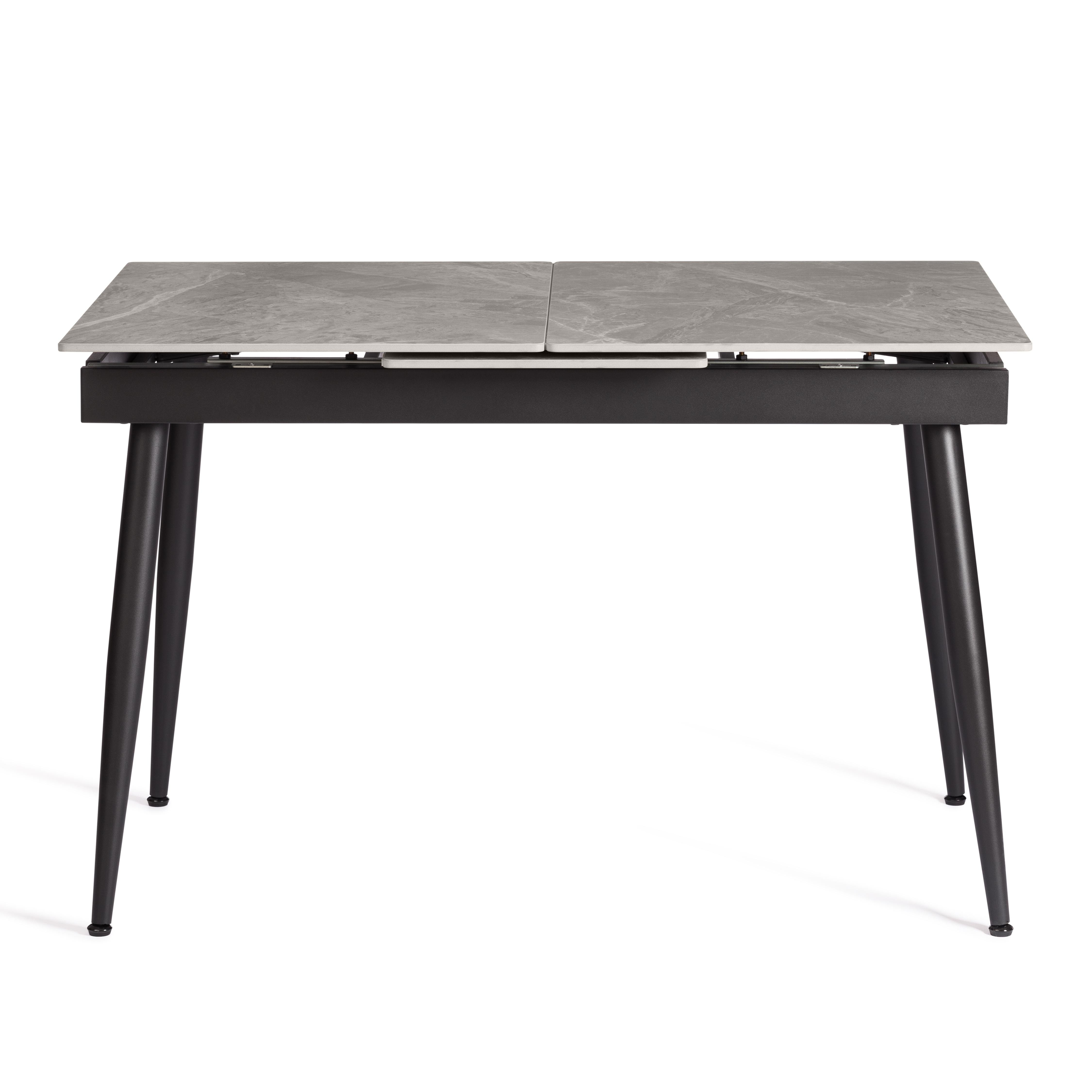 Стол обеденный Балморал/Balmoral 120-160x80x75см столешница керамика (глянцевая)/опоры металл, серый/чёрный