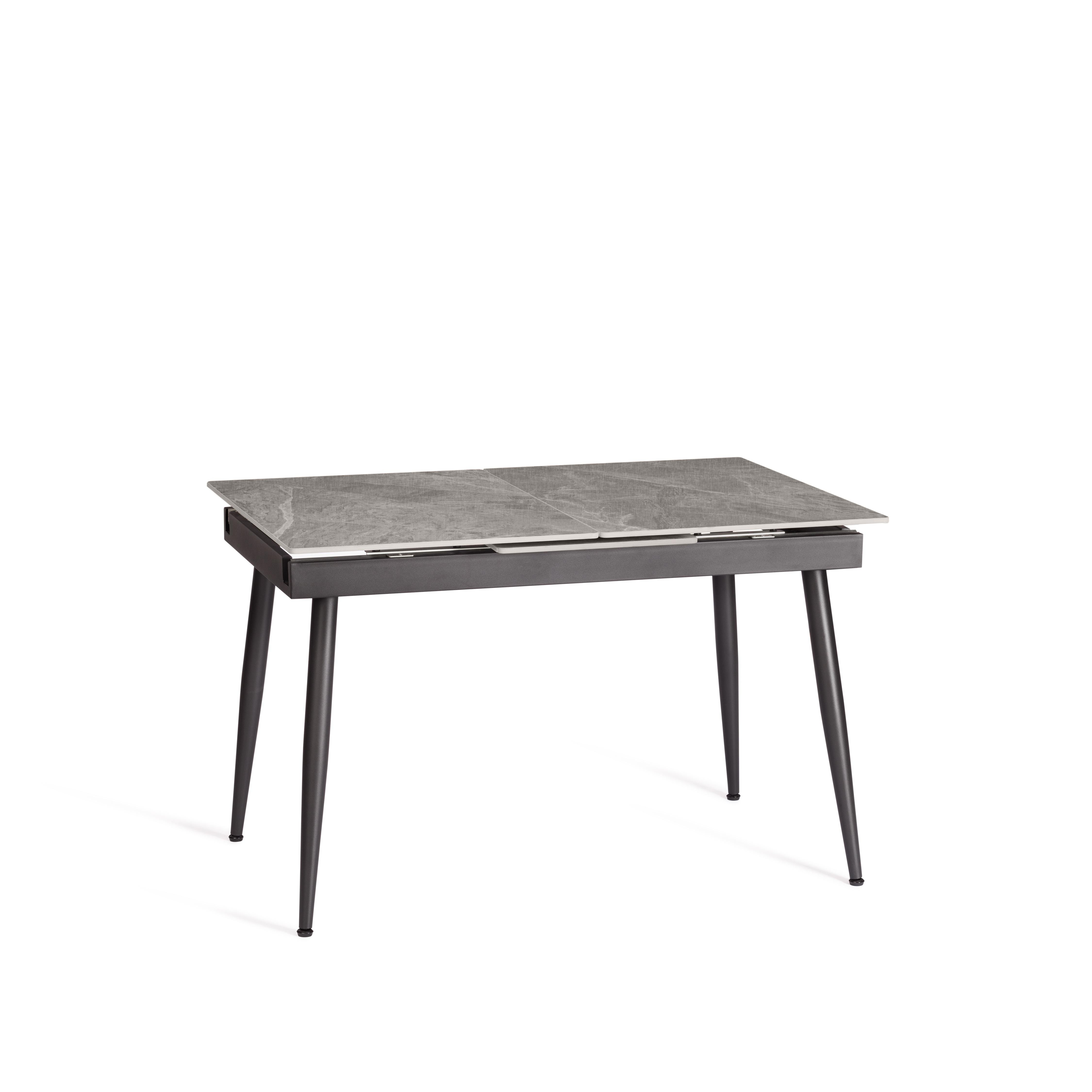 Стол обеденный Балморал/Balmoral 120-160x80x75см столешница керамика (глянцевая)/опоры металл, серый/чёрный