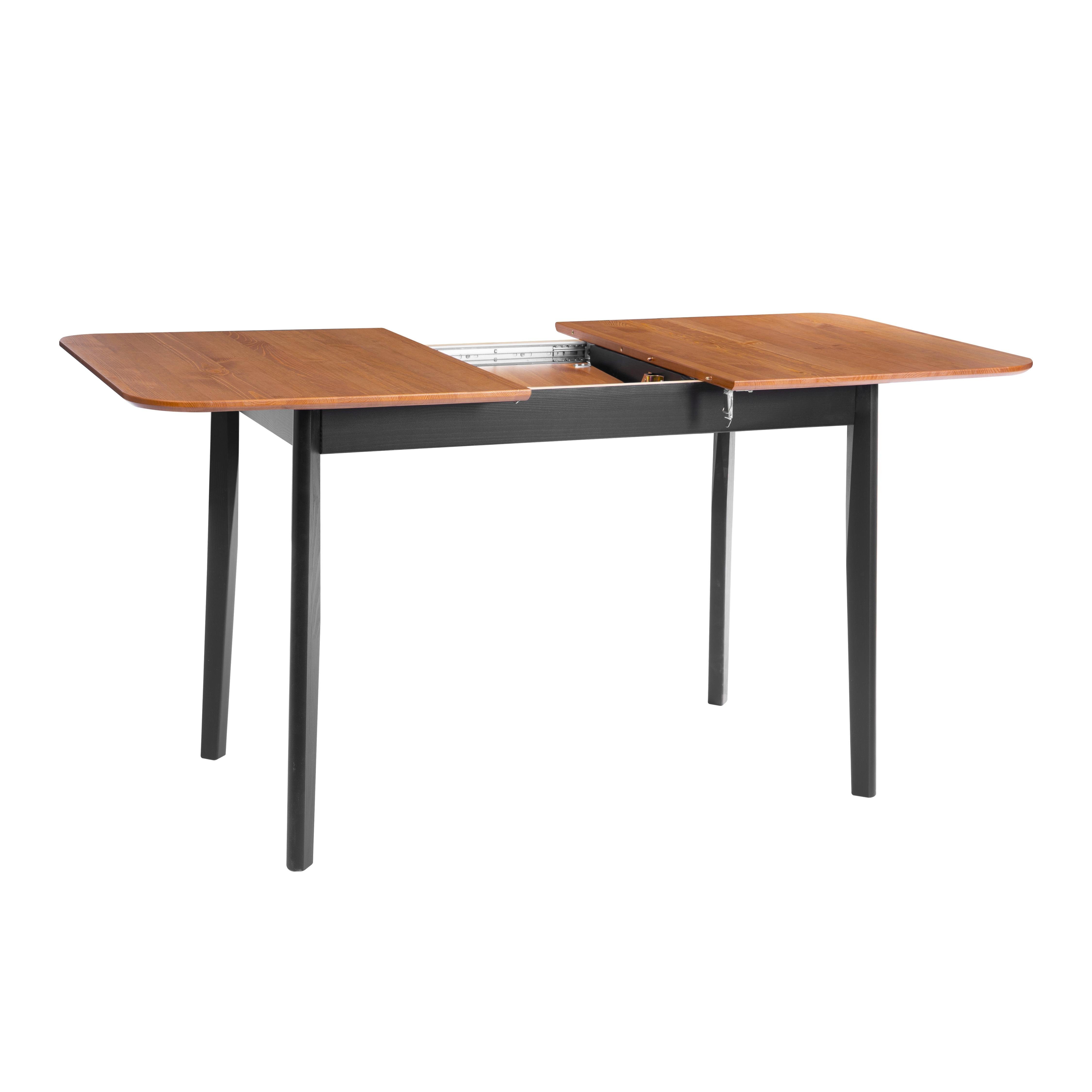 Стол раздвижной Соната Люкс/Sonata Lux, 120(150)х75х75см массив сосны, антик/чёрный, 120-150х75х75см