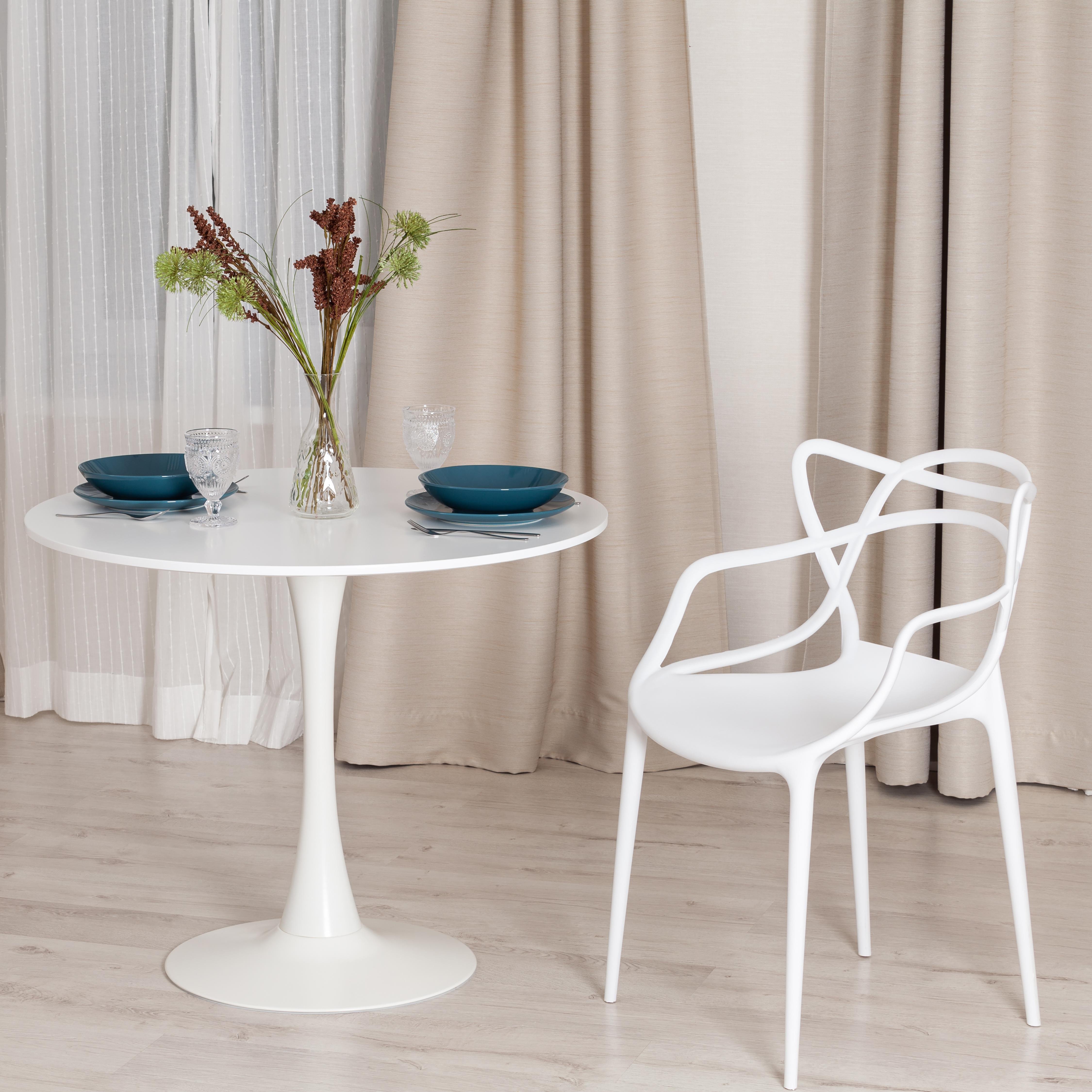 Стол Тулип/Tulip (мод.011) металл, МДФ, белый, Д90х75см