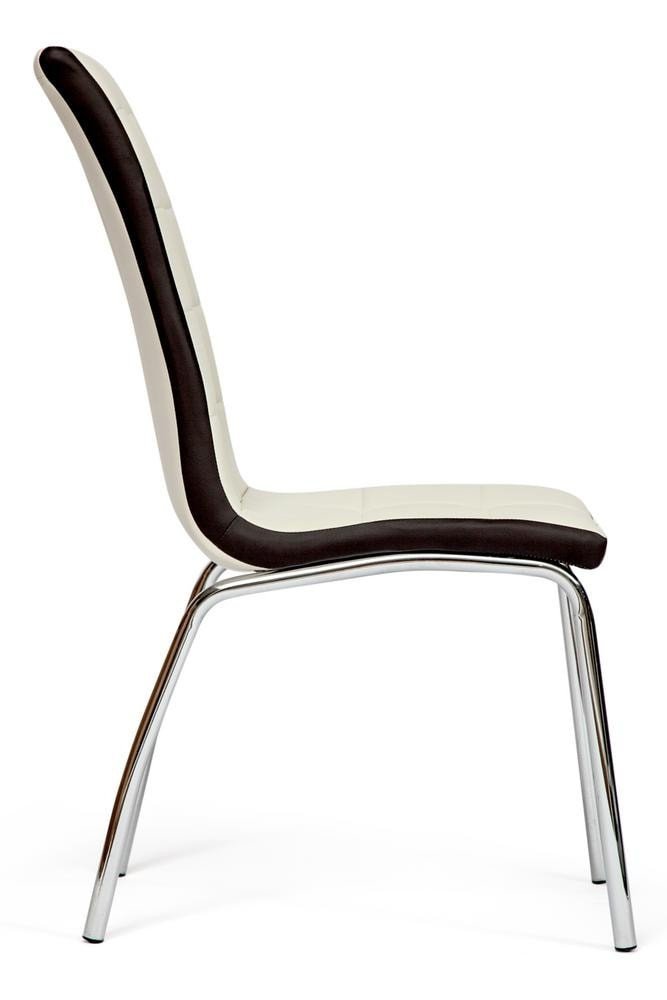Стул барный Алесси/Alessi (мод.36) металл/экокожа, 42х65х101х49см, слоновая кость/темно-коричневый окантовка /хром