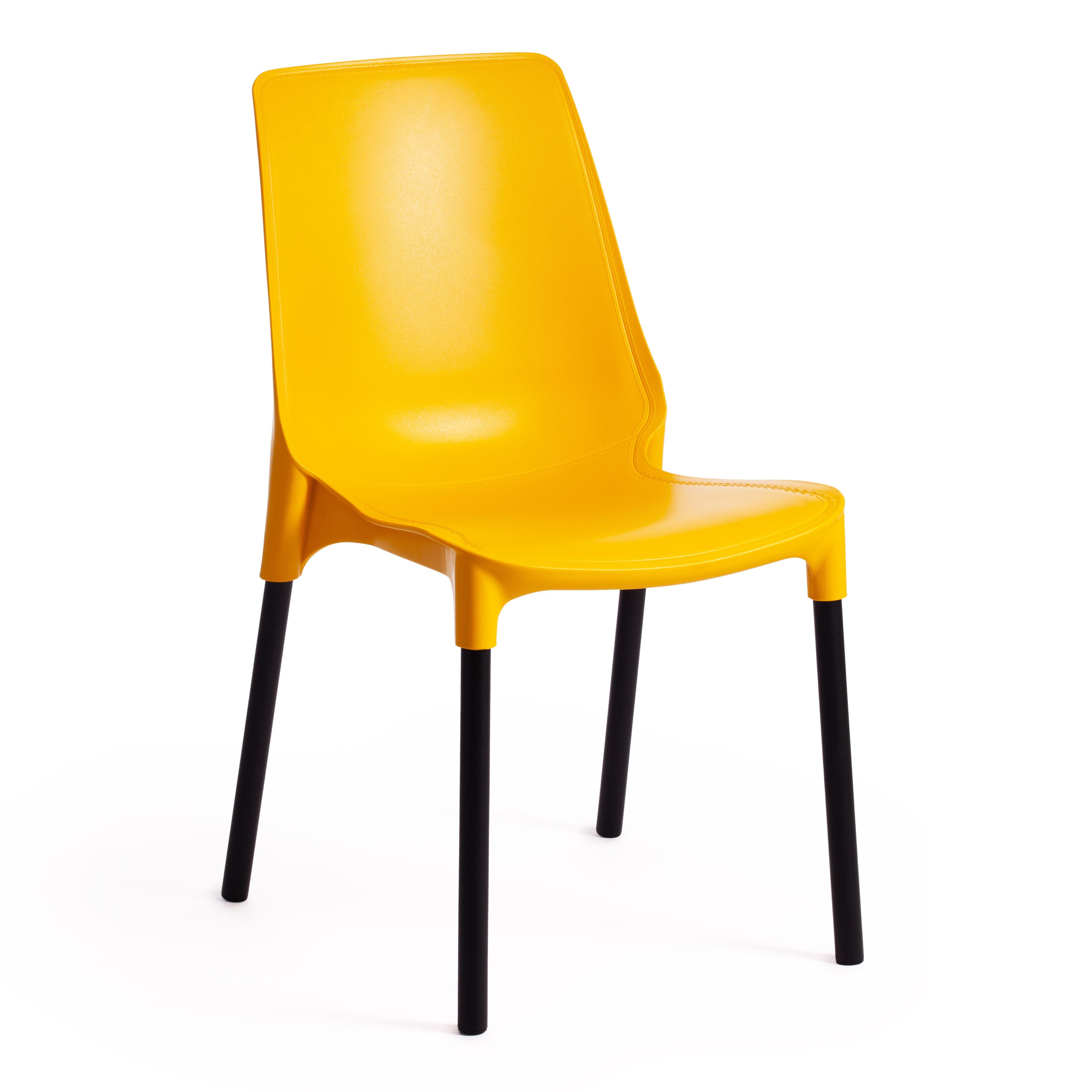 Стул Джениус/Genius (мод. 75) пластик/металл, 46x56x84cм, желтый/опоры черные