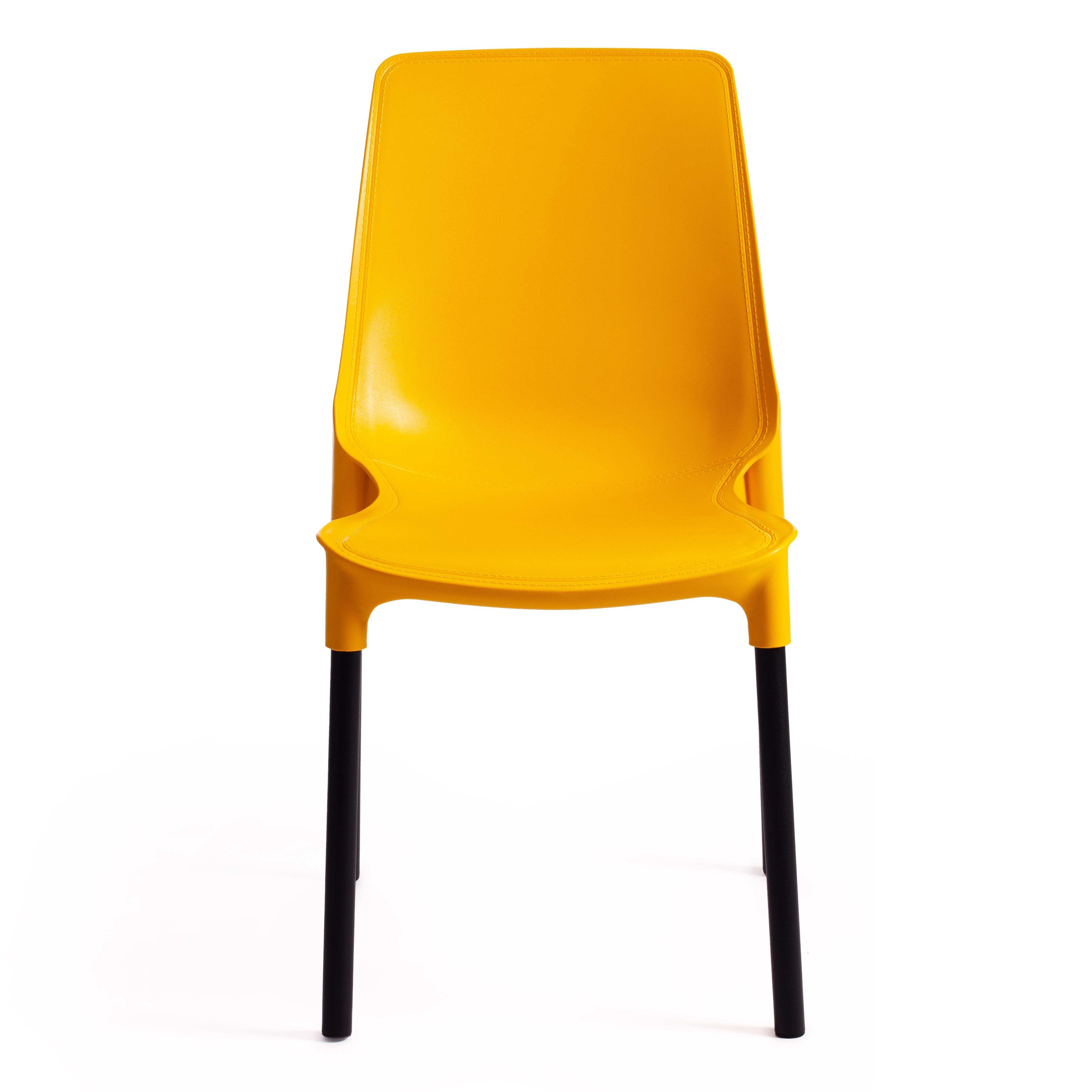 Стул Джениус/Genius (мод. 75) пластик/металл, 46x56x84cм, желтый/опоры черные