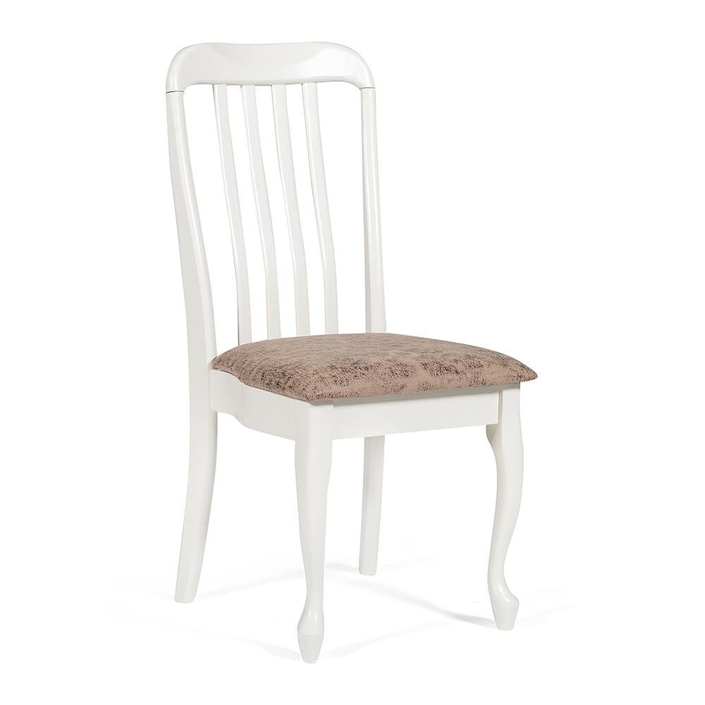 Стул Palermo/Палермо ( PM-SC2 ) дерево гевея, 44х55х97см, ivory white (слоновая кость 2-5), ткань античный коричневый 004-3