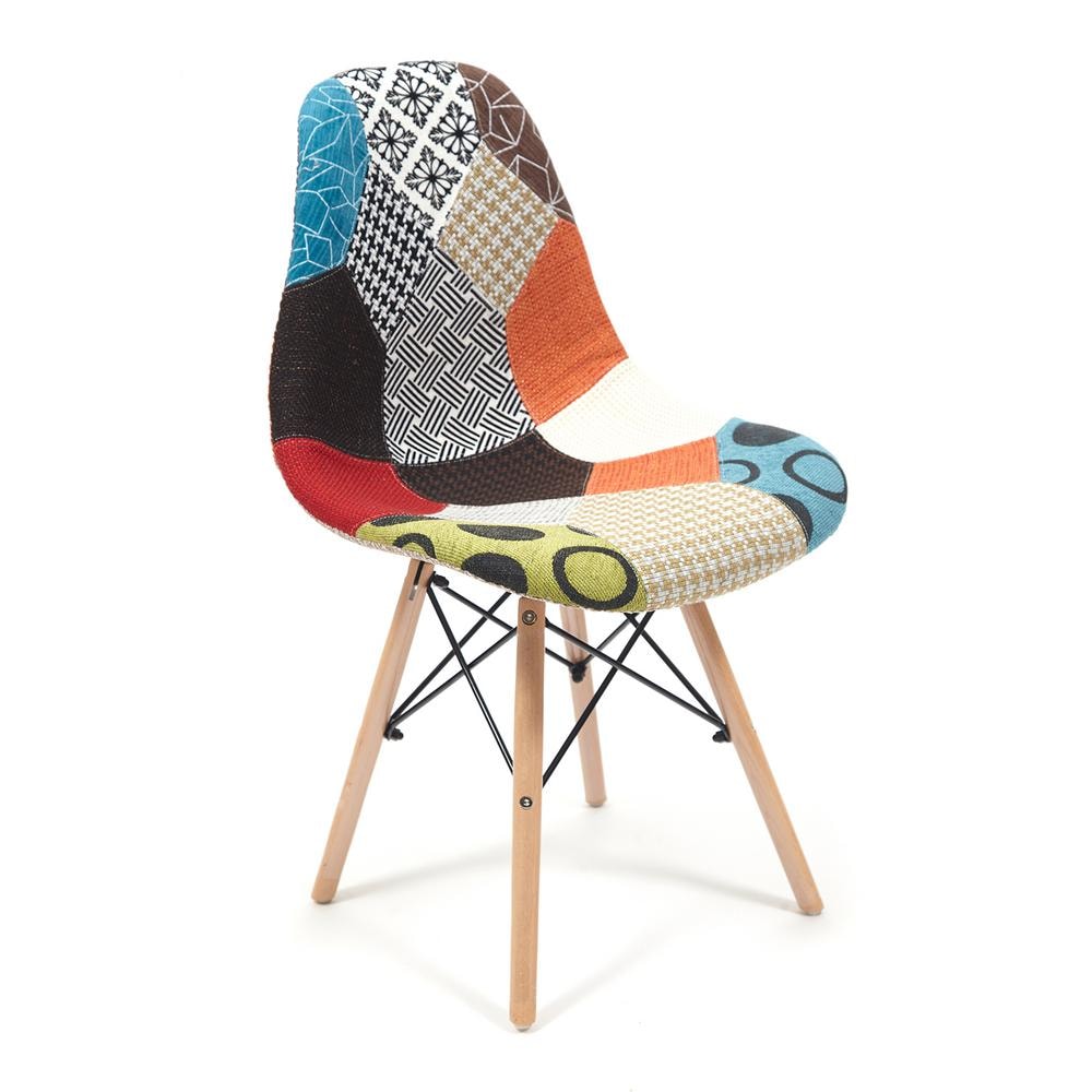 Стул Синди Софт Имс/Cindy Soft Eames (мод.023) дерево бук/металл/мягкое сиденье/ткань, 51х46х83см, мультицвет