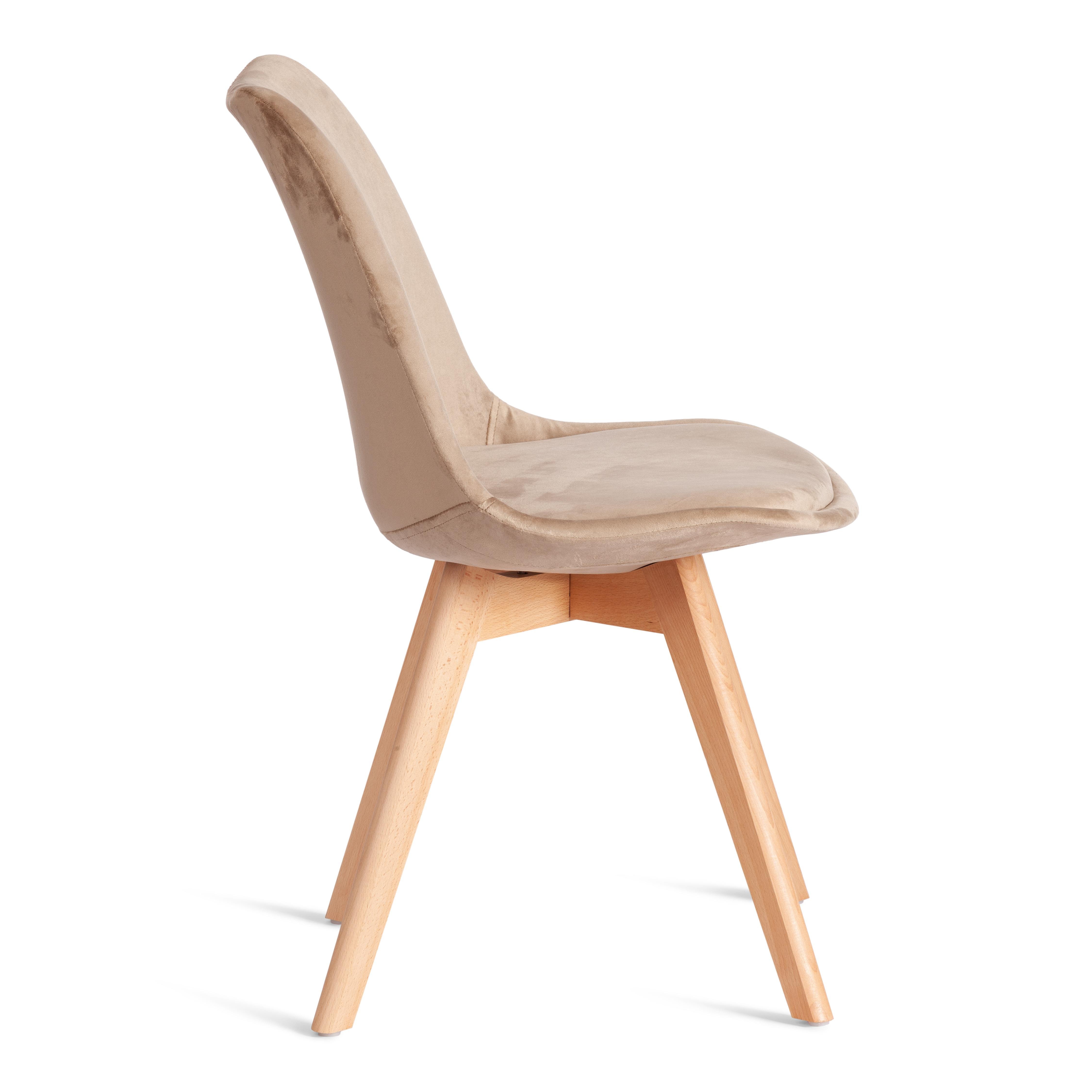 Стул Тулип Софт/Tulip Soft (мод.053V) дерево/пластик/вельвет, 49,5х54,5х84см, бежевый HLR12/натуральный