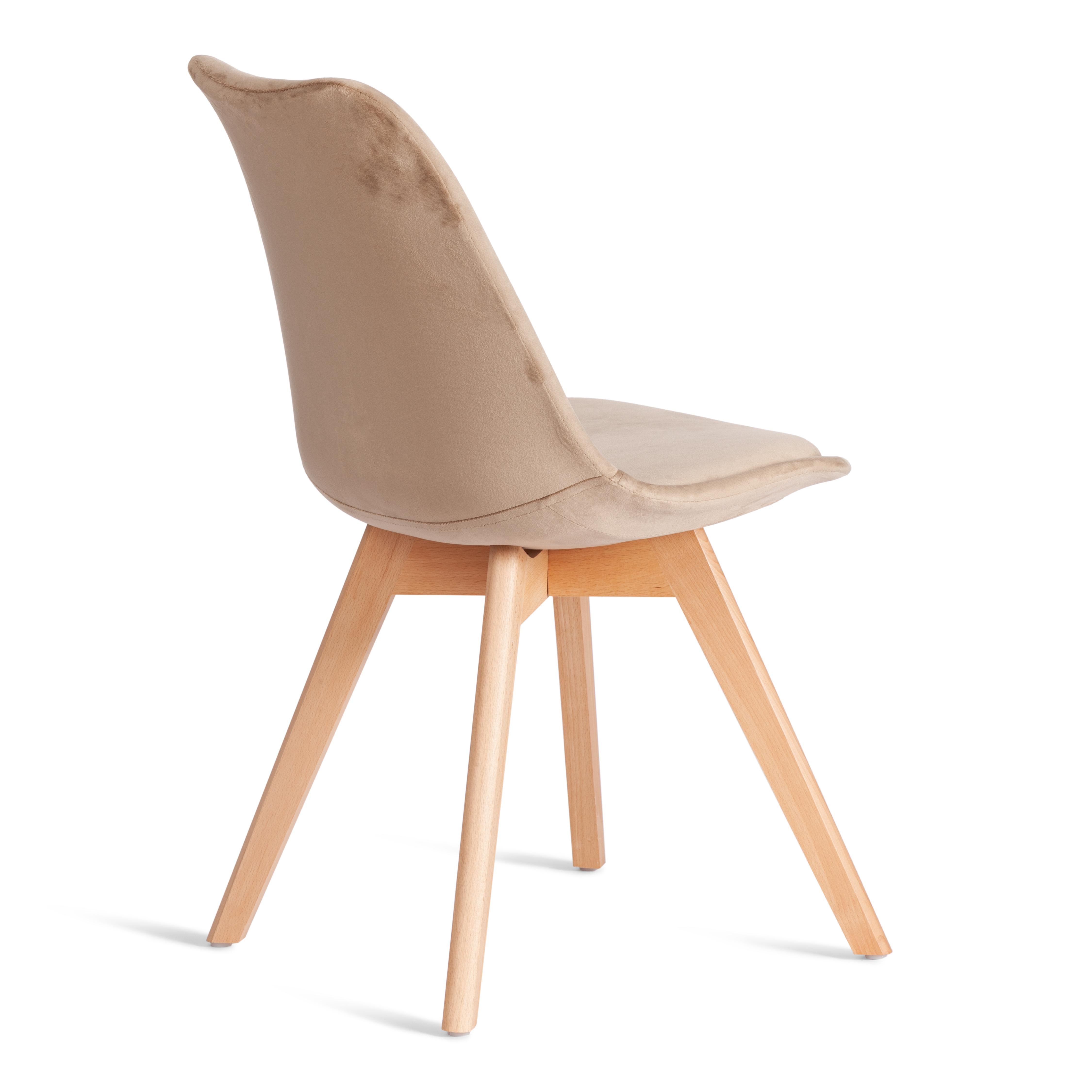 Стул Тулип Софт/Tulip Soft (мод.053V) дерево/пластик/вельвет, 49,5х54,5х84см, бежевый HLR12/натуральный