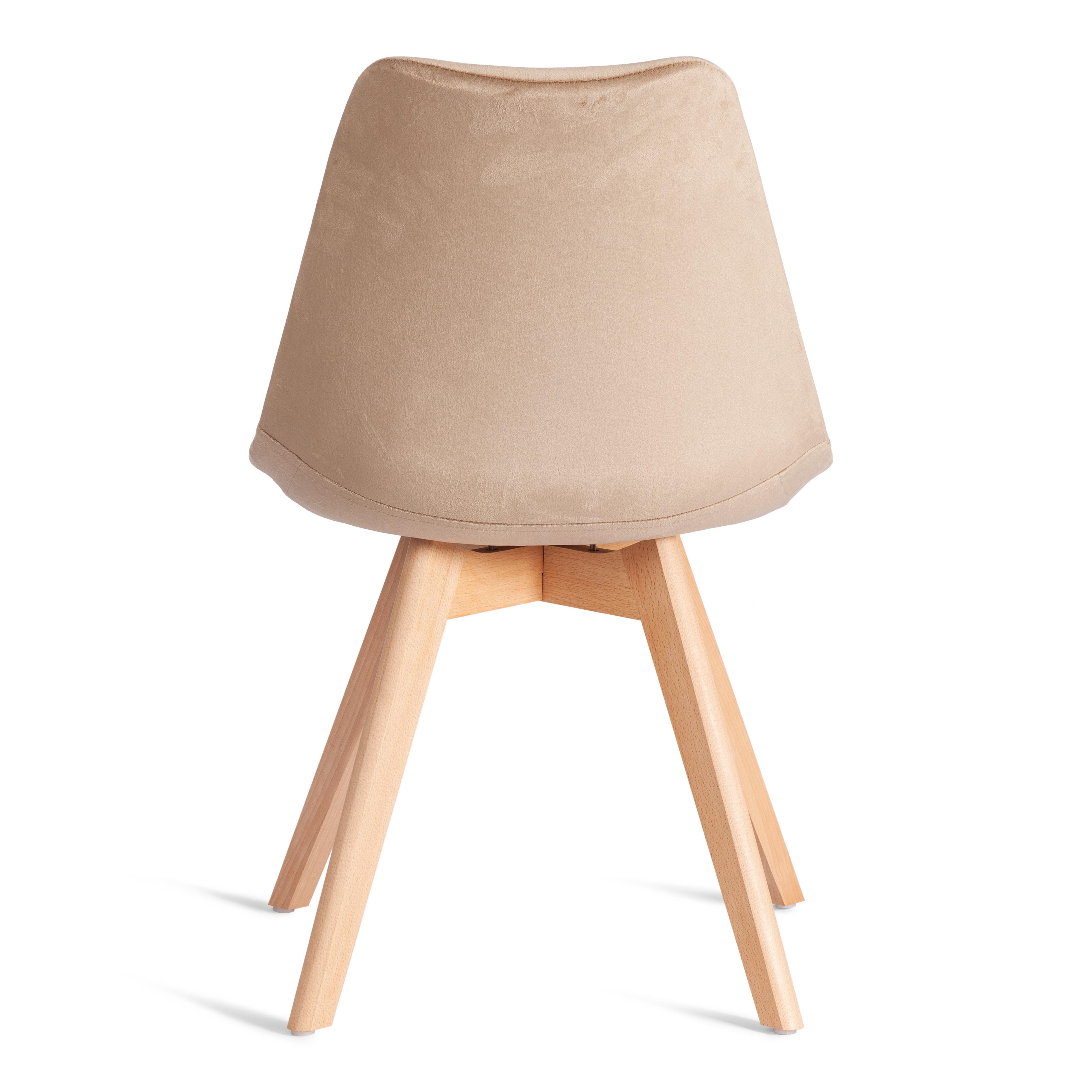 Стул Тулип Софт/Tulip Soft (мод.053V) дерево/пластик/вельвет, 49,5х54,5х84см, бежевый HLR12/натуральный