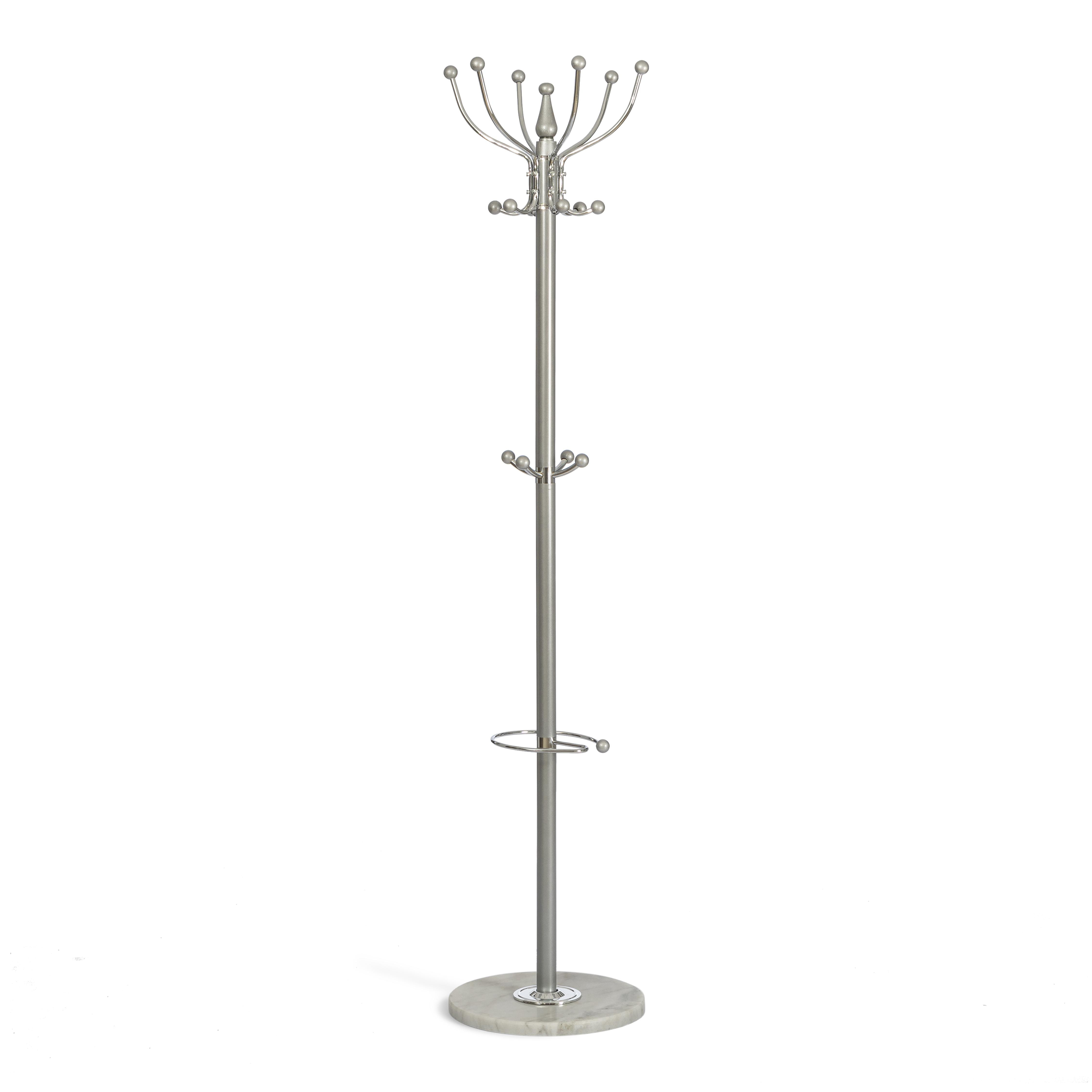 Вешалка Бара/Bara (мод.GH-8606) металл/хром/мрамор, белый/серый, 37х37х175см